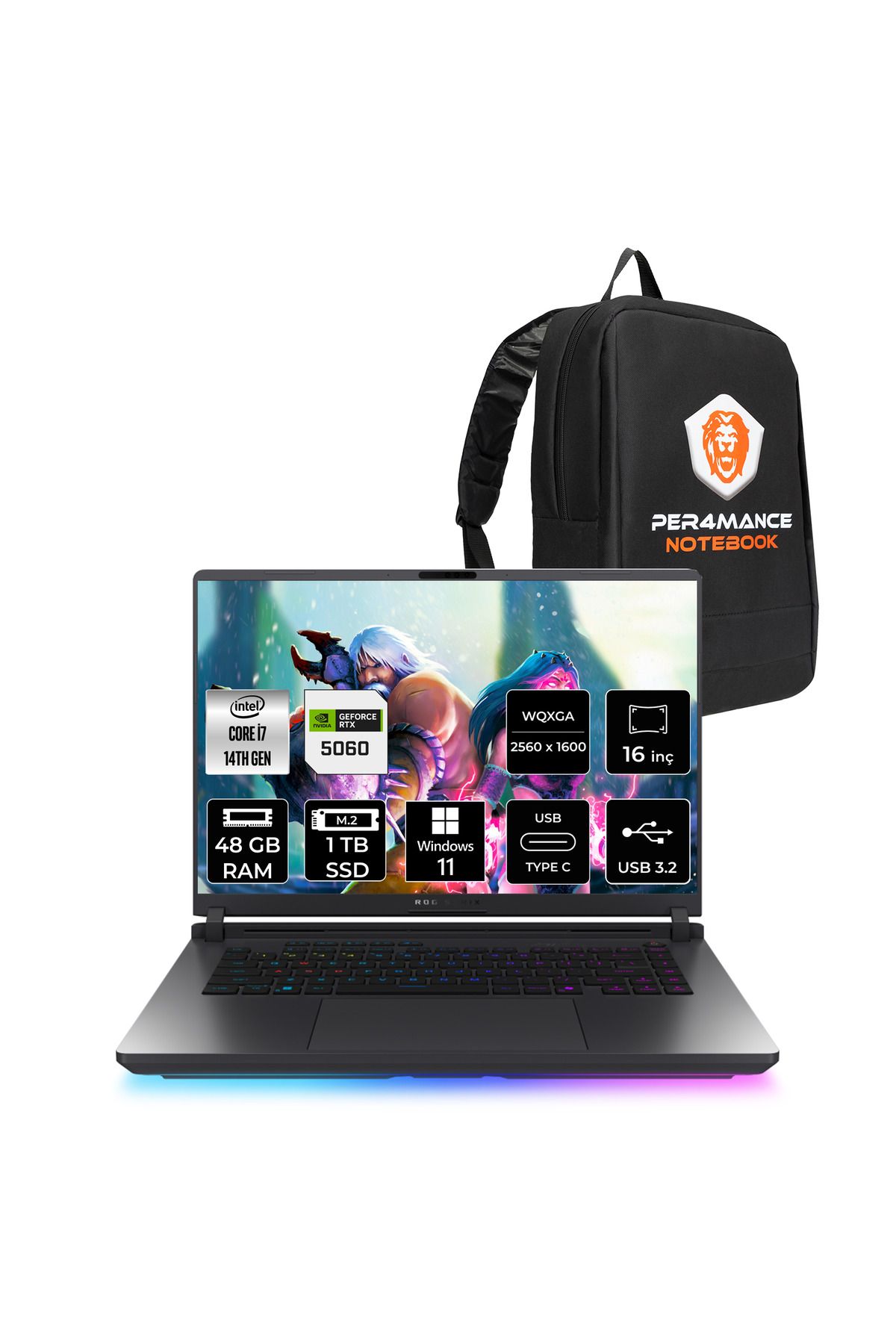 ASUS ROG Strix G16 i7 14650HX 48GB 1TB SSD RTX5060/8GB 240Hz WQXGA 16'' W11P G615JMR Gaming Laptop