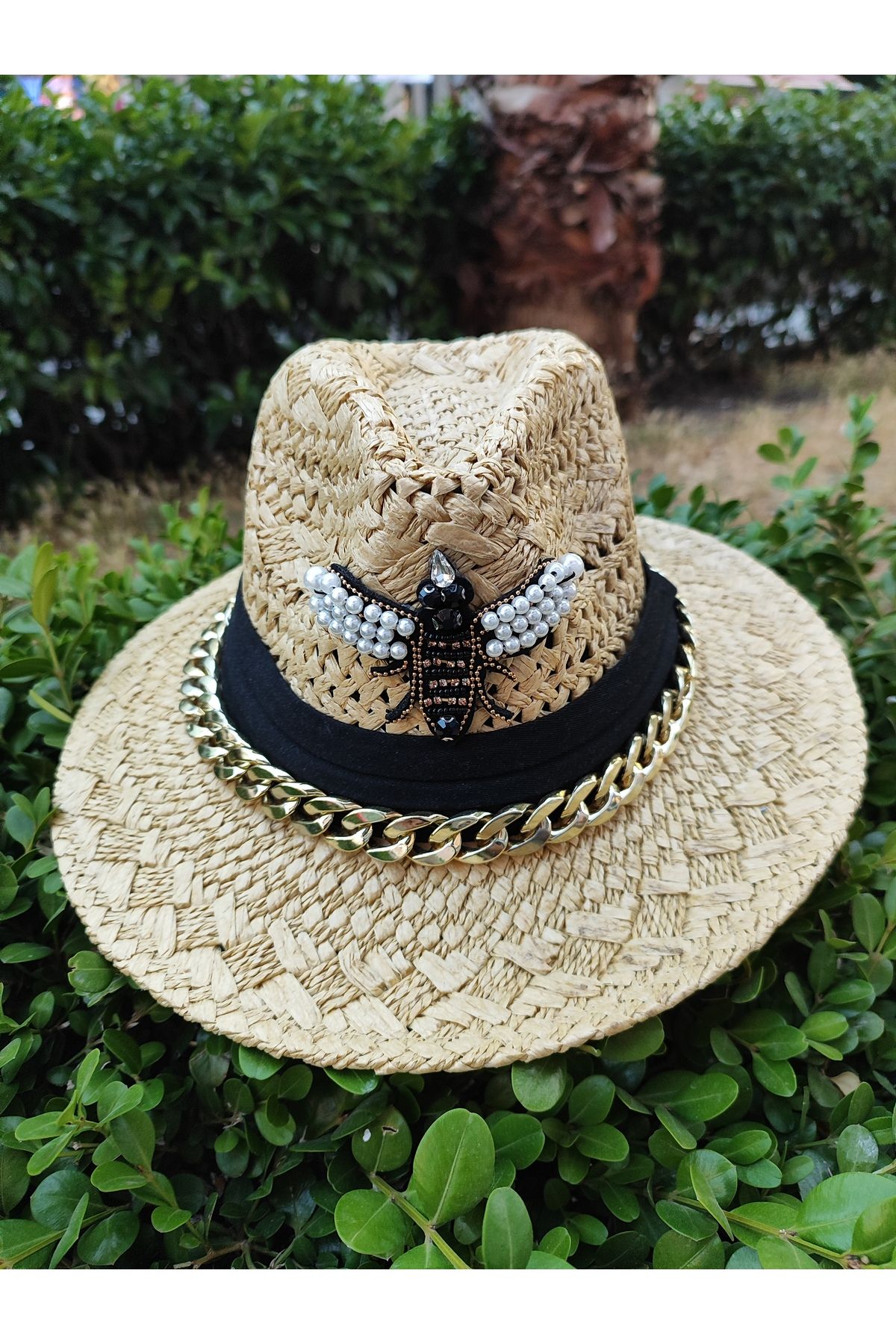 SAHRA BEACHWEAR Kadın Plaj Şapkası, Hasır Şapka, Handmade Tasarım Şapka, Yazlık Şapka , Kovboy Şapkası, Kasket