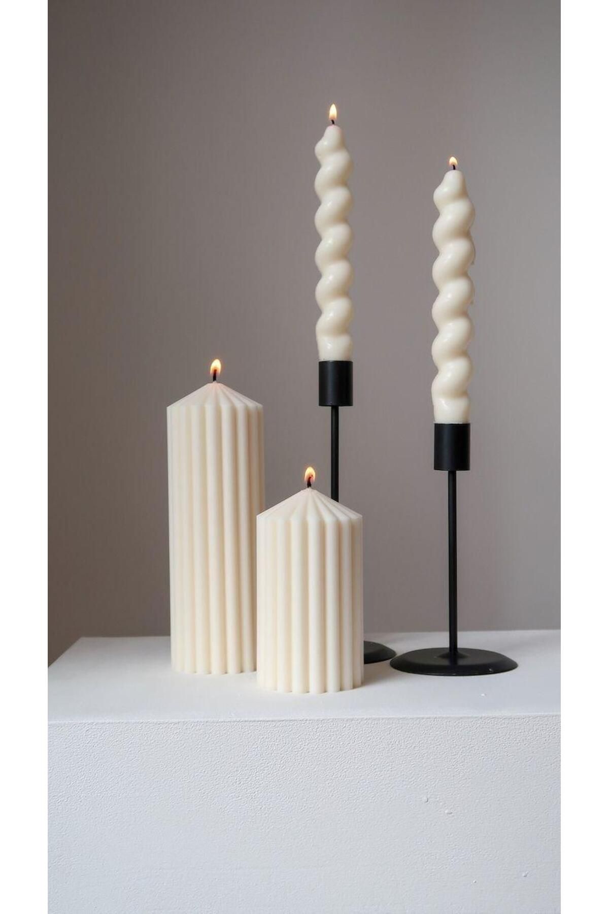 SCA CANDLE Dekoratif Mum çokgen +Burgulu şamdan Mum