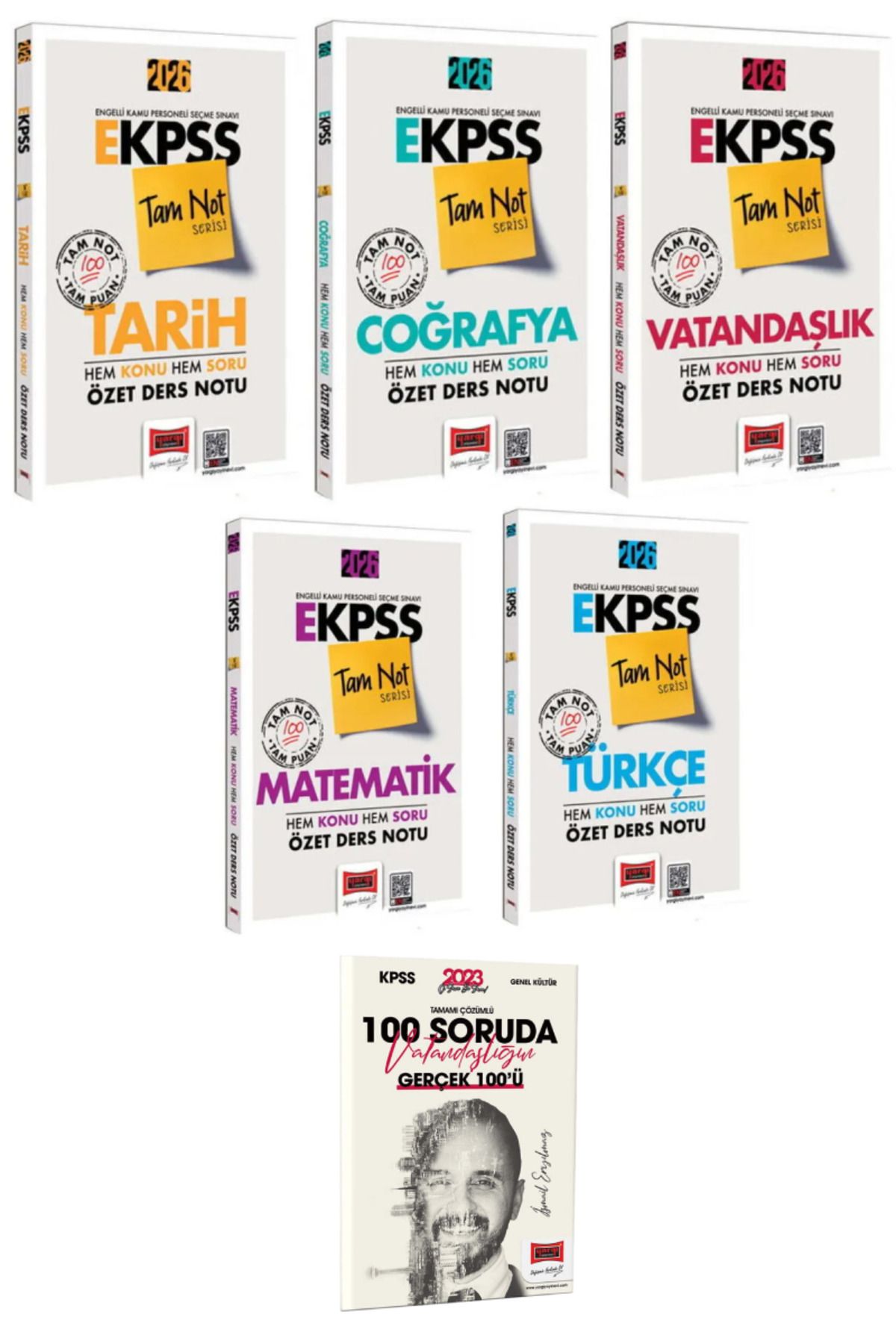 Yargı Yayınları 2026 E-KPSS Tüm Dersler Hem Konu Hem Soru Özet Ders Notları+Hediye 100 Soruda Vatandaşlık