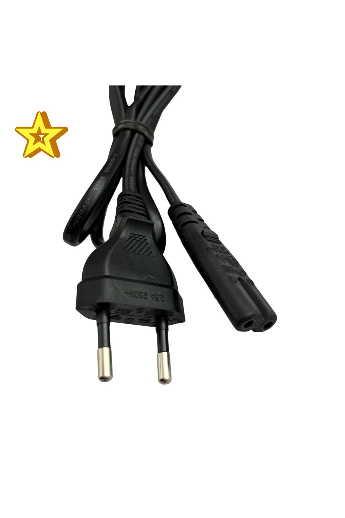 dunairo Güç Power Teyp Fiş Kablo C7 Siyah 1 Mt Siyah Güç Elektrik Kablosu (ps4/ps3/ps2/teyp-ışıldak ) Bakır