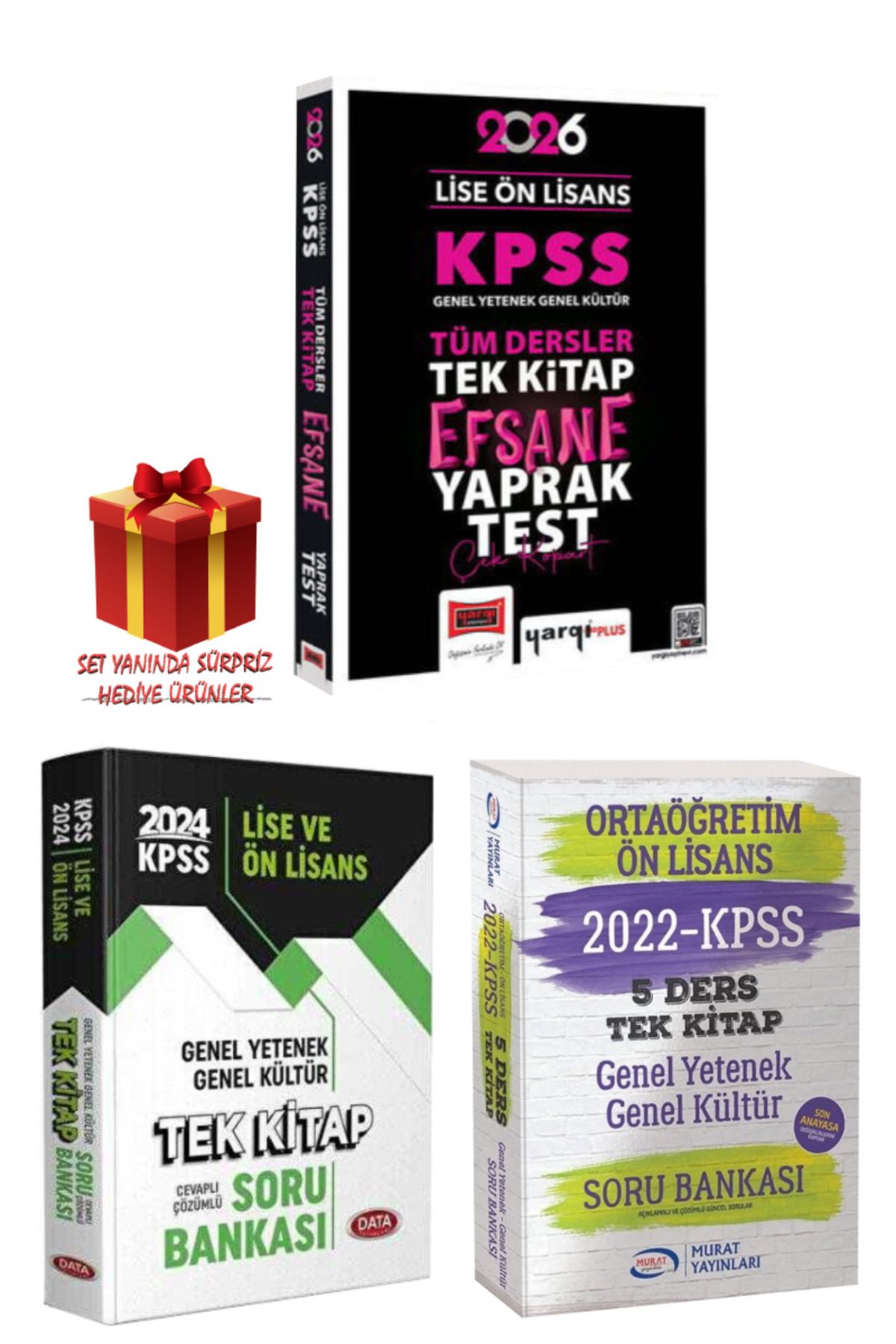 Yargı Yayınları 2026 KPSS Lise-Ön Lisans GY-GK Tek Kitap Efsane Yaprak Test+Tek Kitap Soru Bankası Seti+Hediye