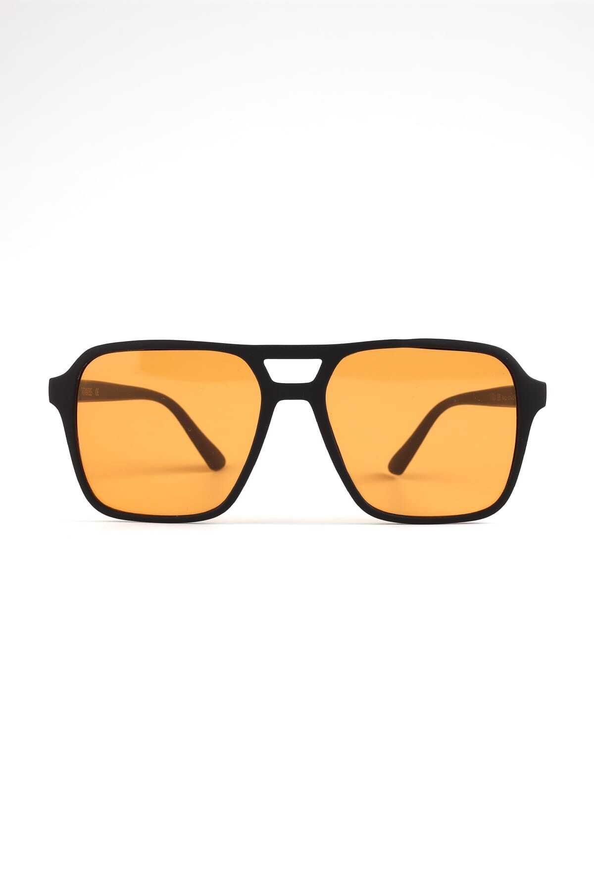 VİVAVİSS Vivaviss Vega 938-60 Unisex Güneş Gözlüğü Siyah Mat Çerçeve Turuncu Cam