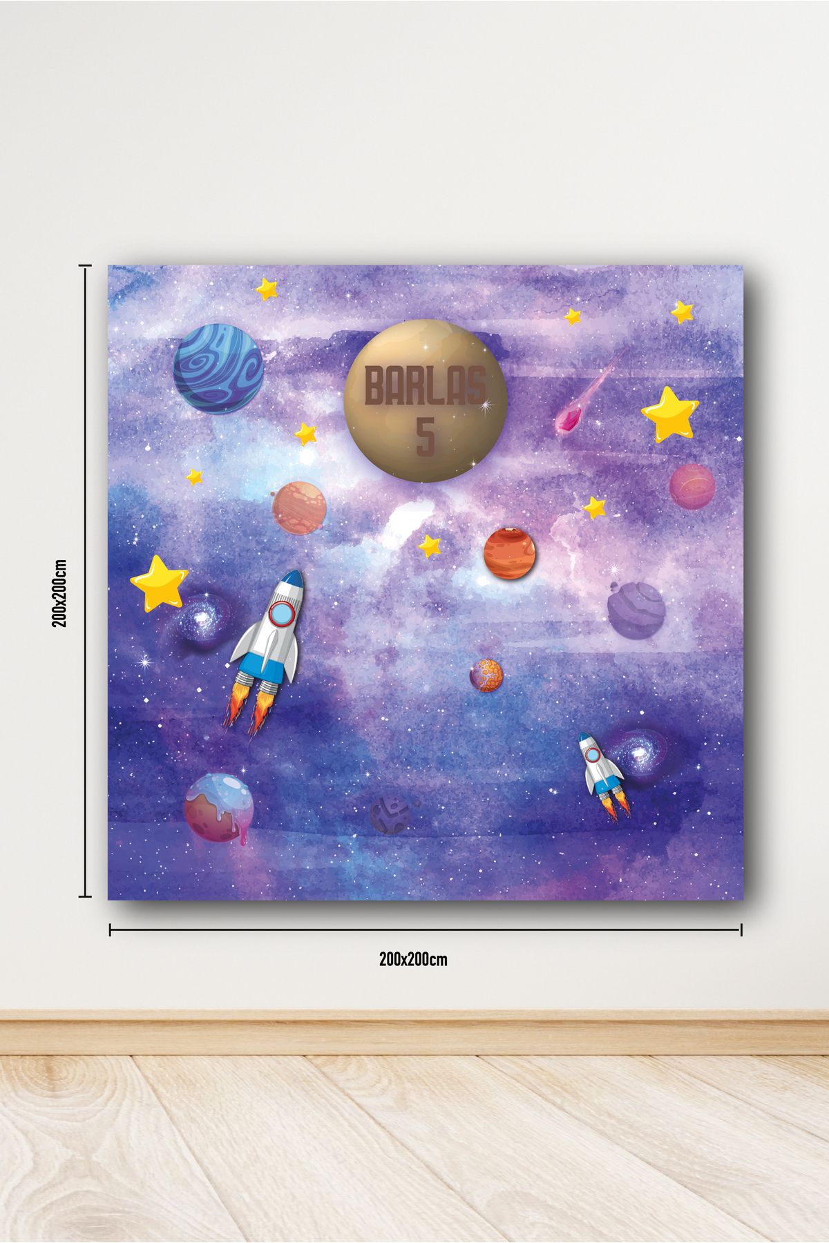 eddadijital Uzay Temalı 200x200cm Doğum Günü Afişi