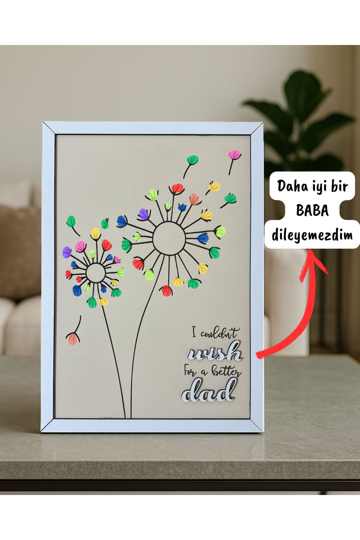 Avuç İzim “Daha İyi Bir BABA Dileyemezdim” Parmak İzi Tablosu – El Yapımı, Özel Tasarım