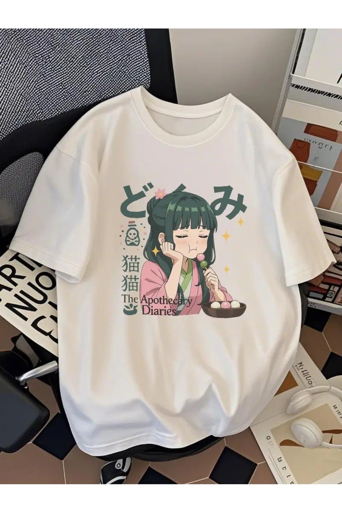 DEEFWEAR Anime The Apothecary Diaries Baskılı Beyaz Oversize Unisex Tshirt