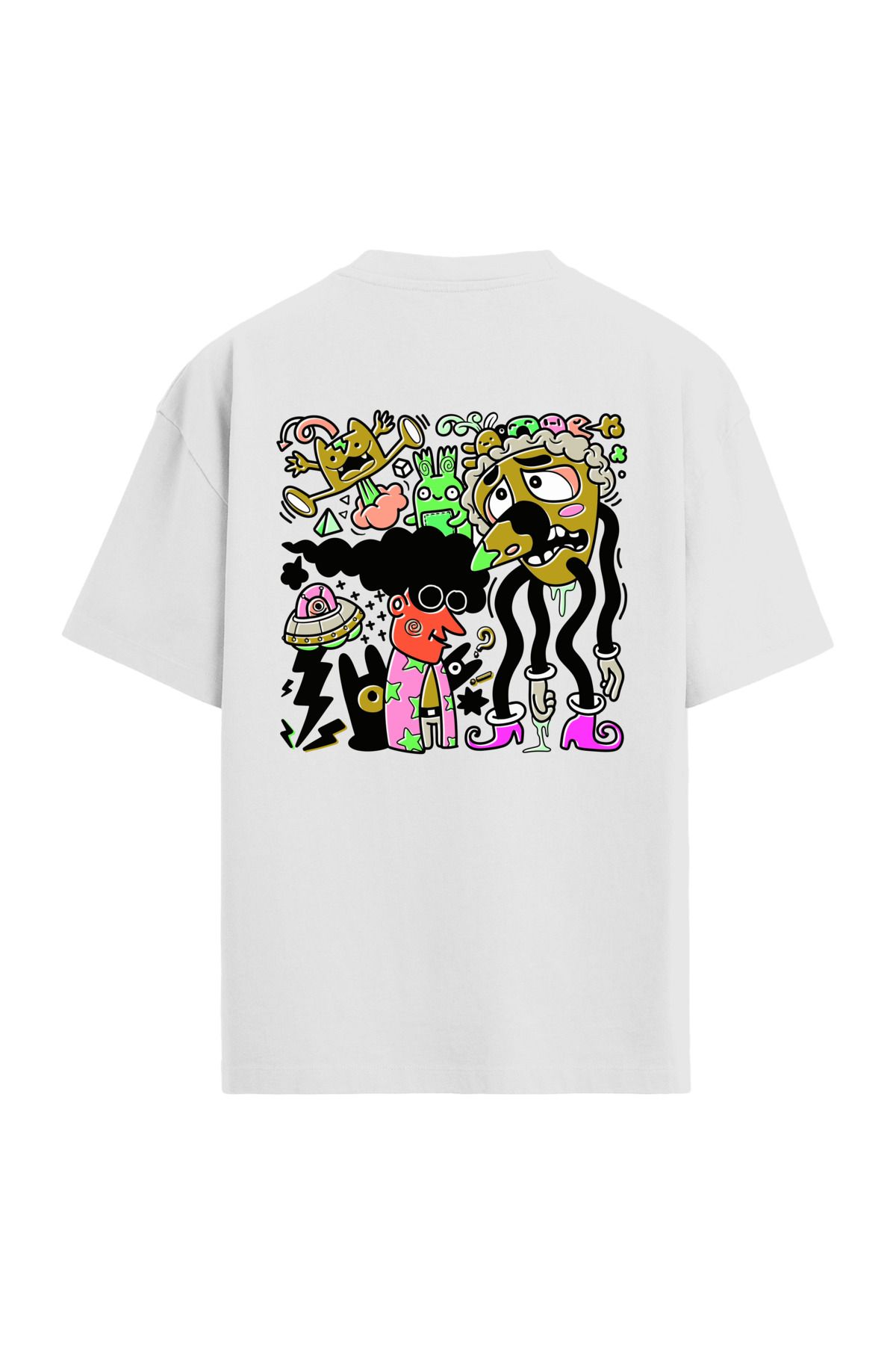 Colermi Çizgi Karakterli Sırt Baskılı Üniseks Oversize T-Shirt