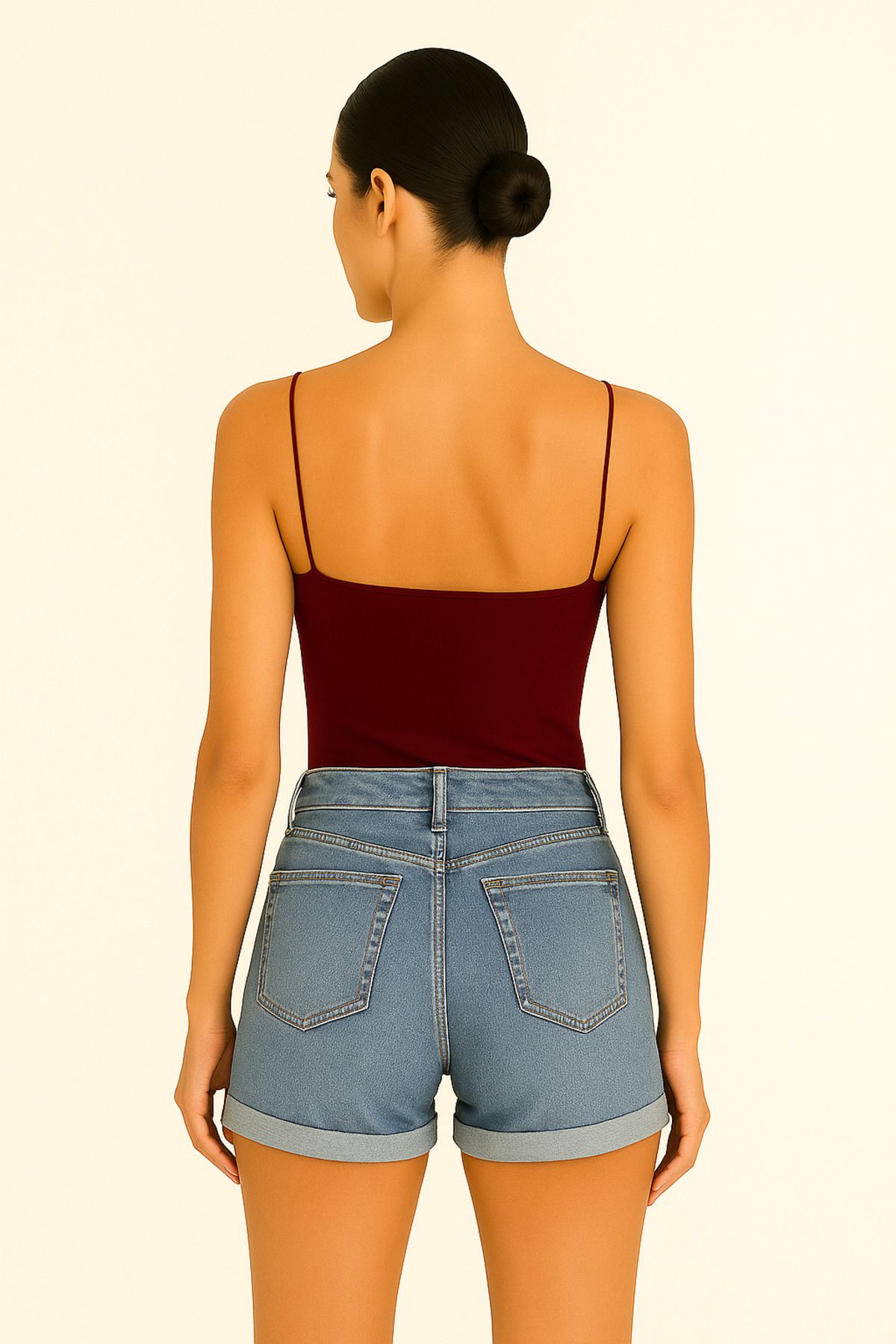 vesantia-Women's Burgundy Viscose Lycra Inner Non-Showing Structure Double Layer Drawstring Long Undershirt 2