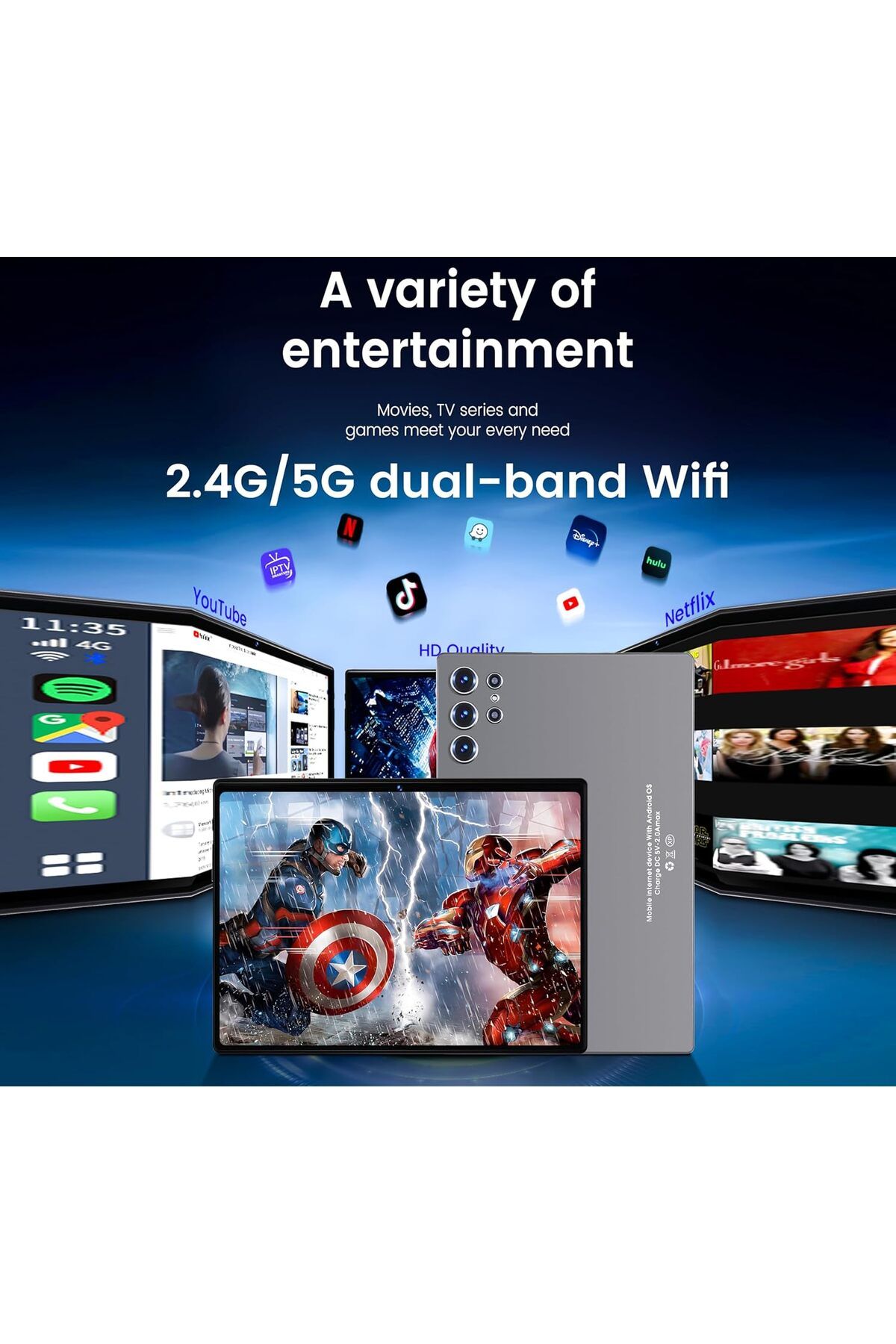 Generic-X-Prime S25 Ultra 10.1" Android 15 Tablet with Keyboard & Mouse | 5G + WiFi | HD+ AMOLED Display 300 7