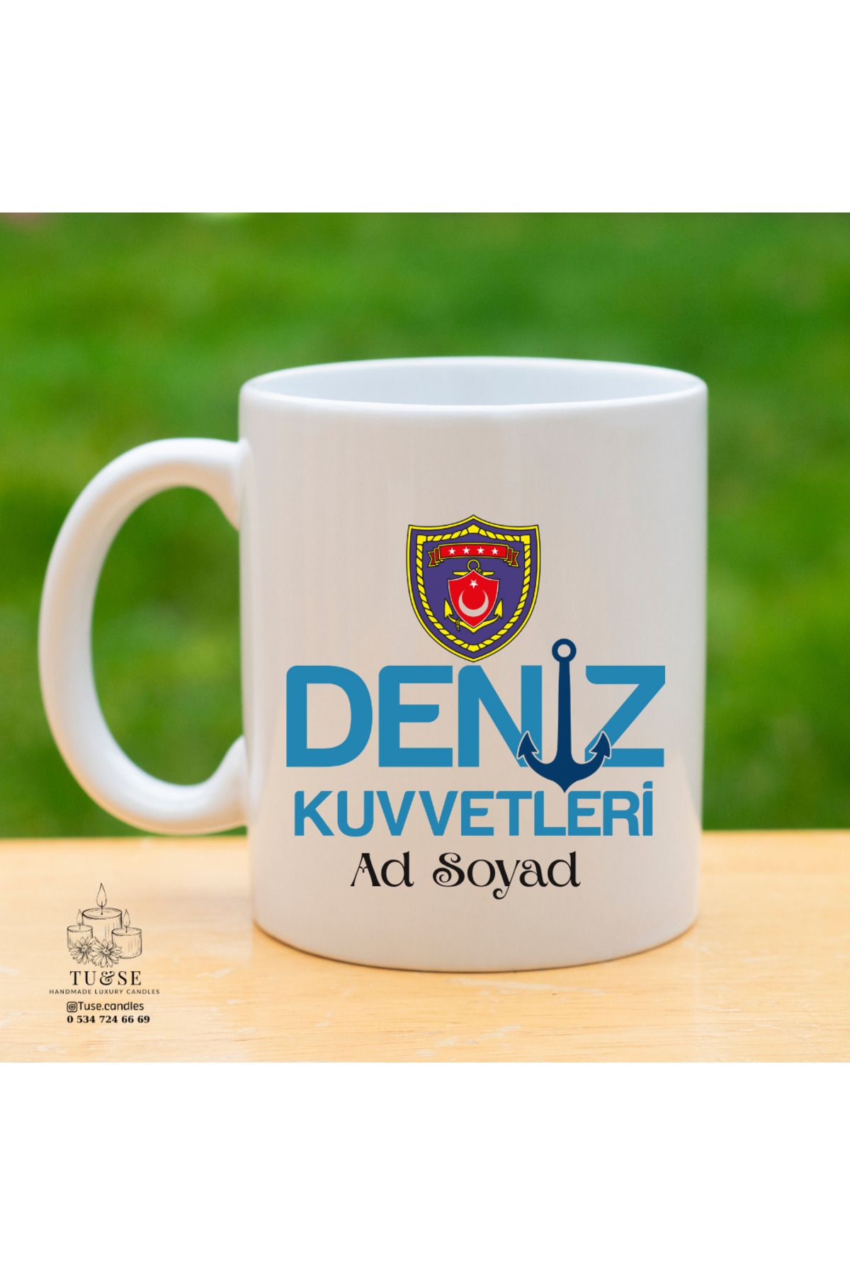 Tu&Se Candles ⚓ Deniz Kuvvetleri Personeline Özel Kupa – İsme Özel Askeri Tasarım