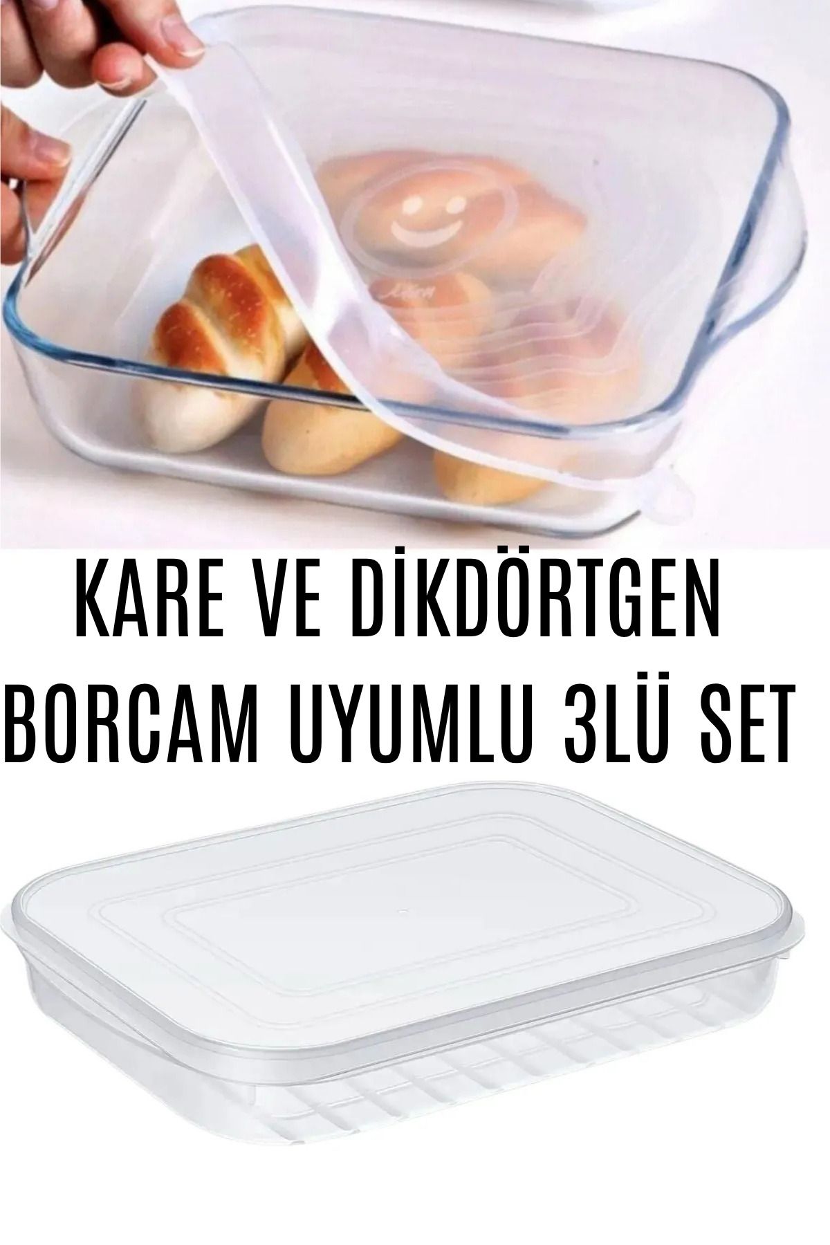 PudraLuna KARE VE DİKDÖRTGEN BORCAM İÇİN SİLİKON KAPAK 3LÜ SET