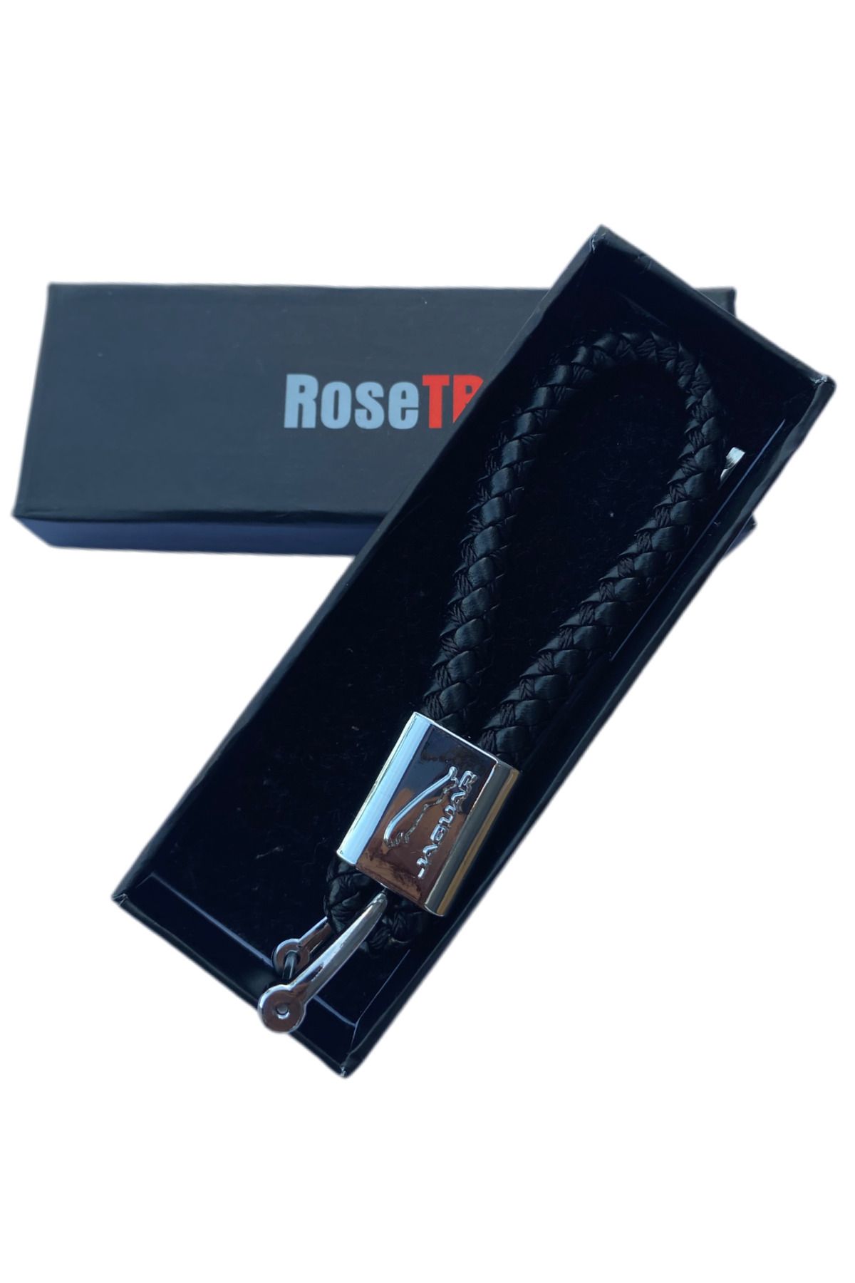 RoseTR Jaguar İle Uyumlu Deri Örgülü Anahtarlık Aksesuar