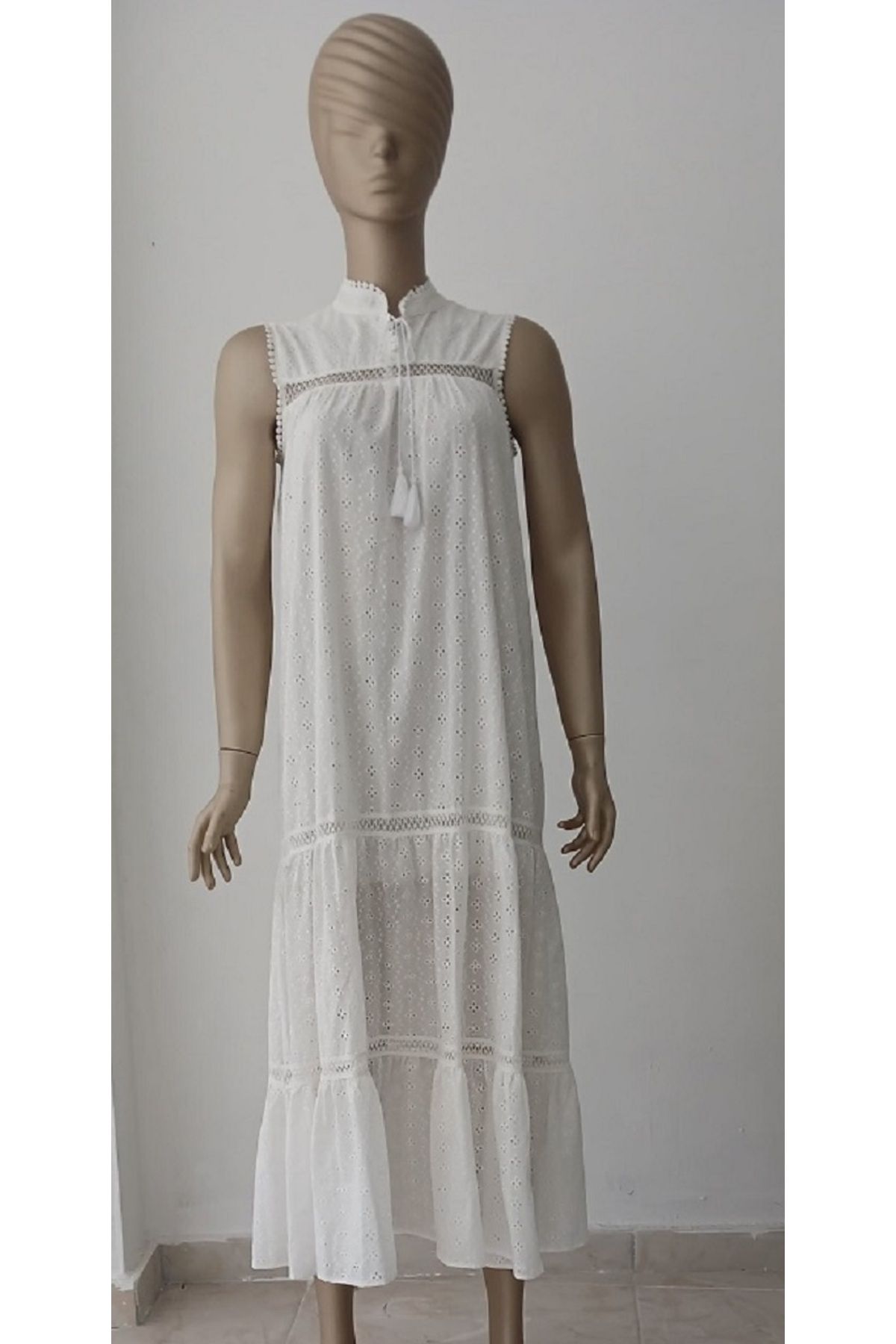 MODA Fisto İşlemeli Astarlı Kolsuz Uzun Elbise, Elbise, Fisto Elbesi, Kolsuz Elbise , Astarlı Elbise