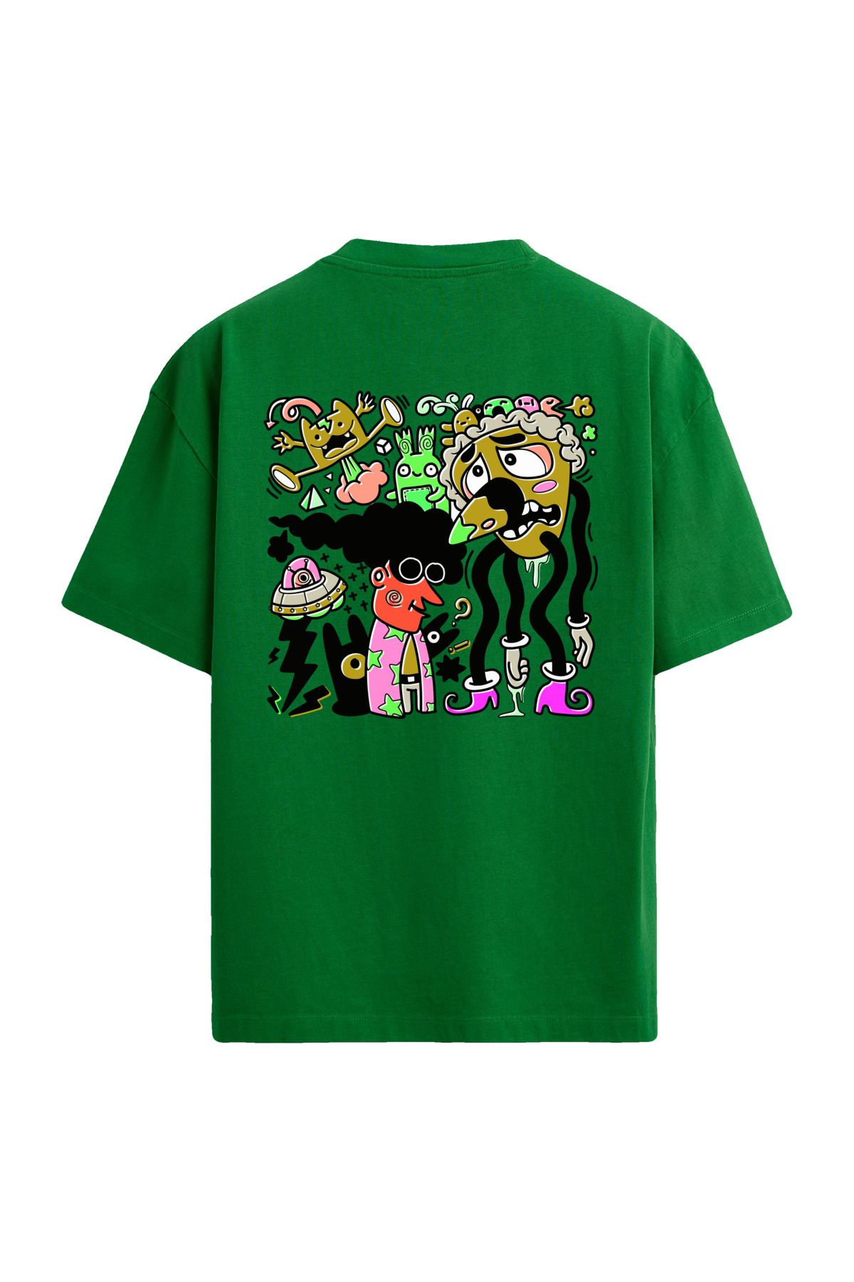 Colermi Çizgi Karakterli Sırt Baskılı Üniseks Oversize T-Shirt