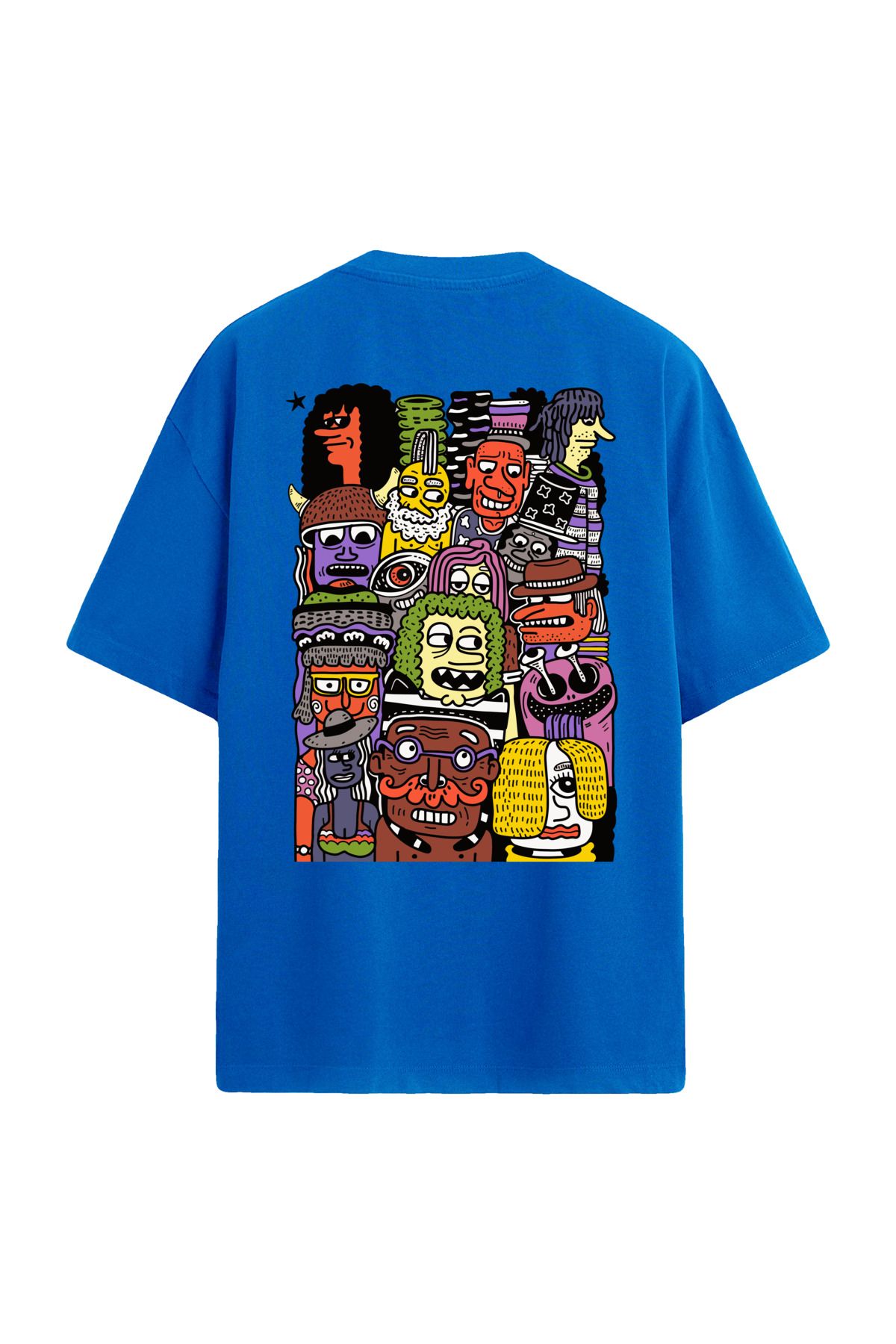 Colermi Renkli Portre Sırt Baskılı Oversize T-Shirt