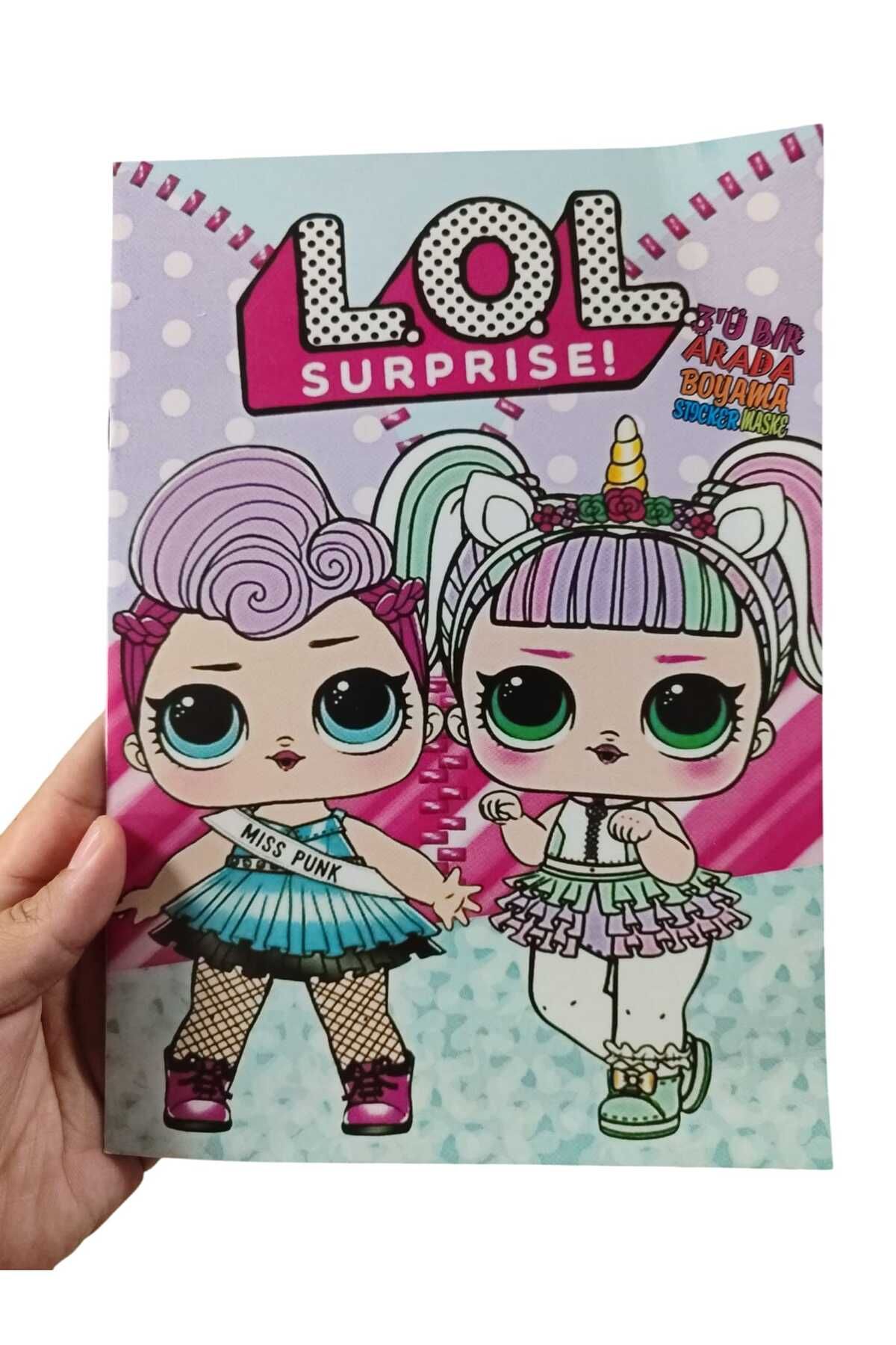 EmrahGültekin Stickerlı Boyama Kitabı 16 Karakterli Boyama Kitabı ve Sticker Ve Lol Surprise Maskesi