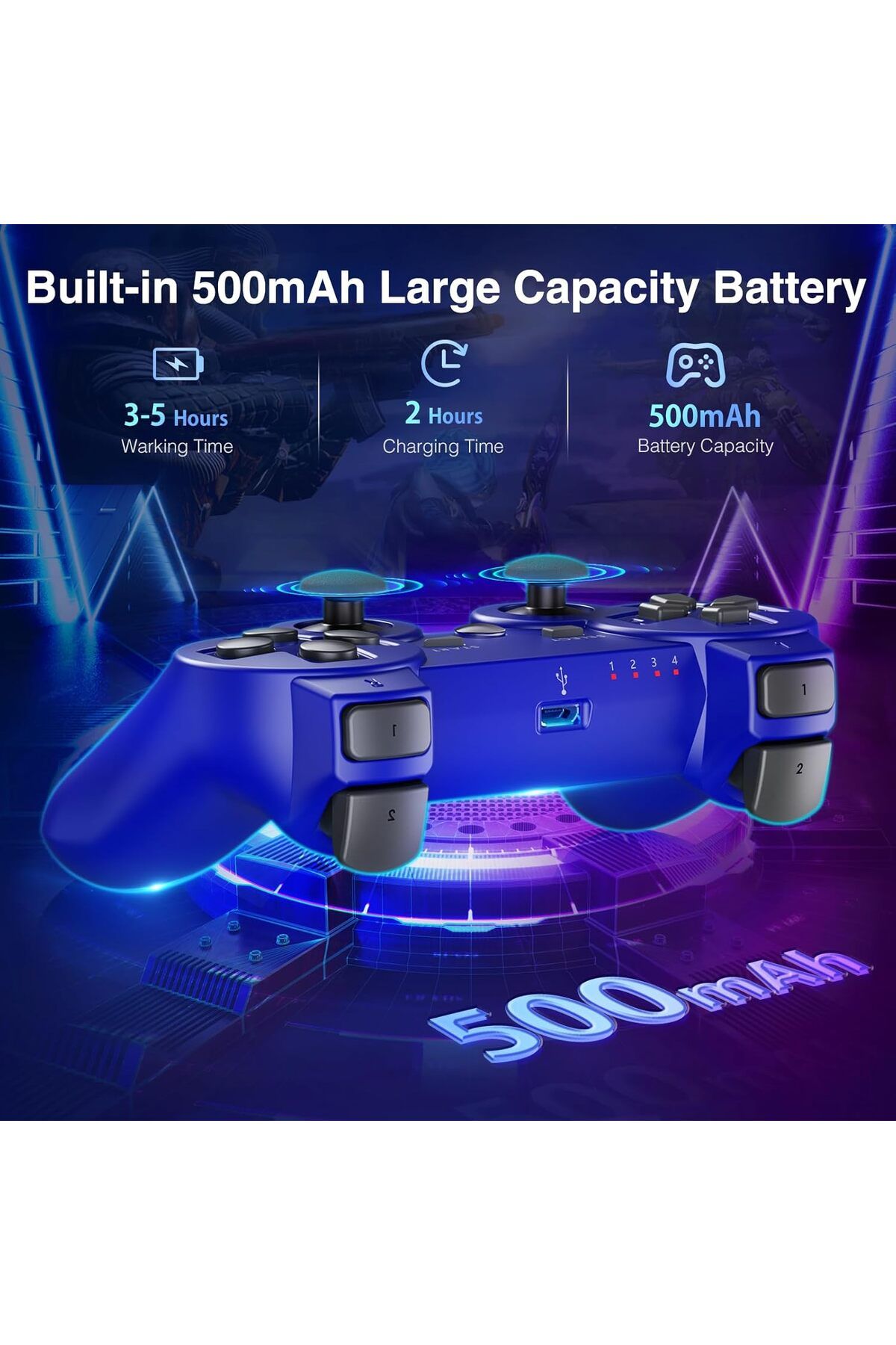 rexa-PS-3 Wireless Controller with High Performance Upgraded Joystick Rechargeable Battery 7
