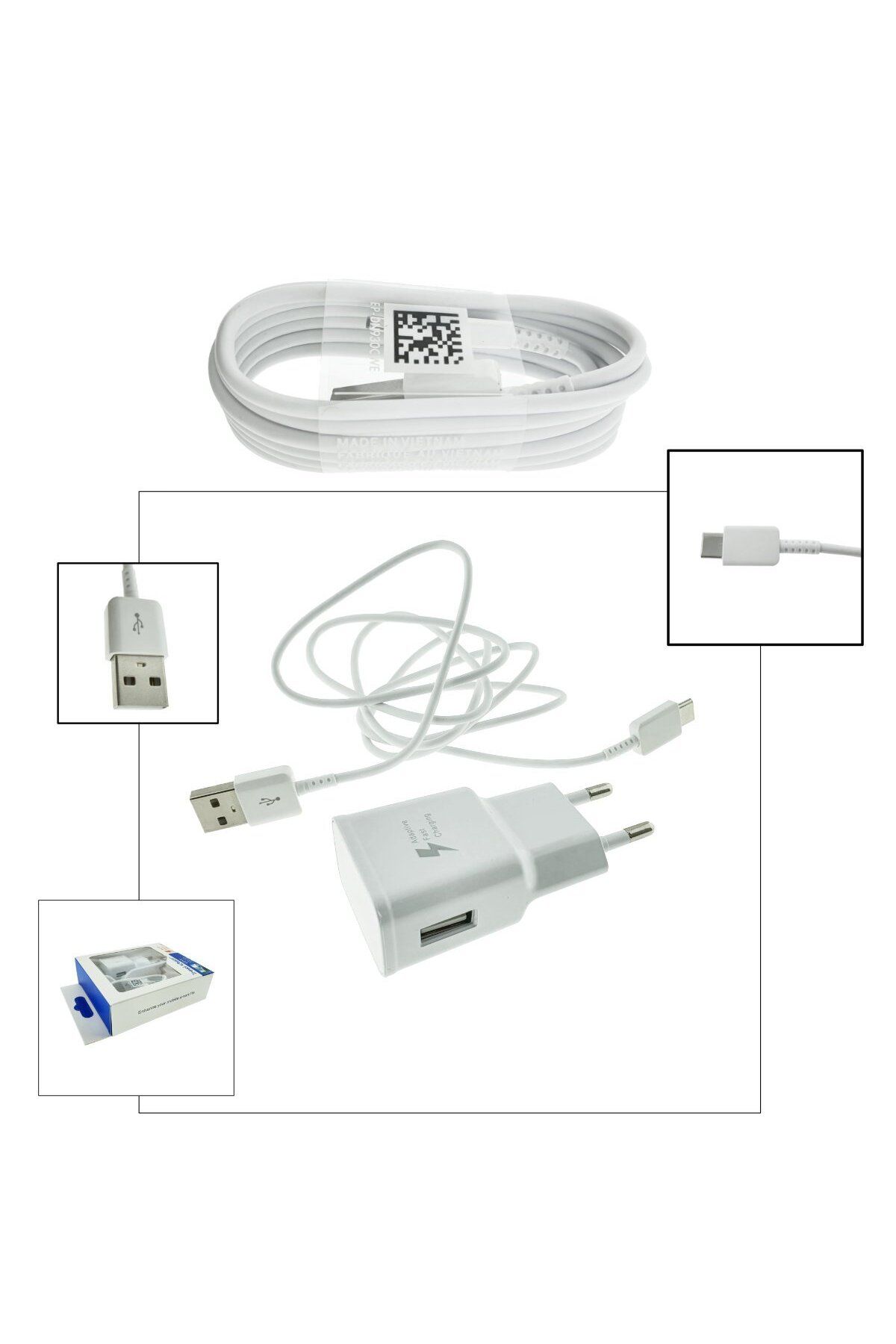 OEM-Set încărcător USB, 15W, EP-TA20EWE Încărcare rapidă adaptivă, cu cablu tip C EP-DN930CWE 1,2m, alb 3