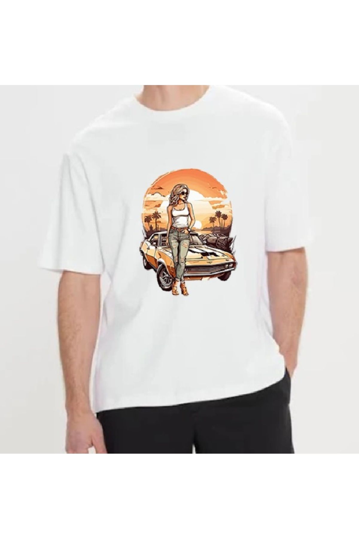 shidumanlar Miami Beach Baskılı Tshirt
