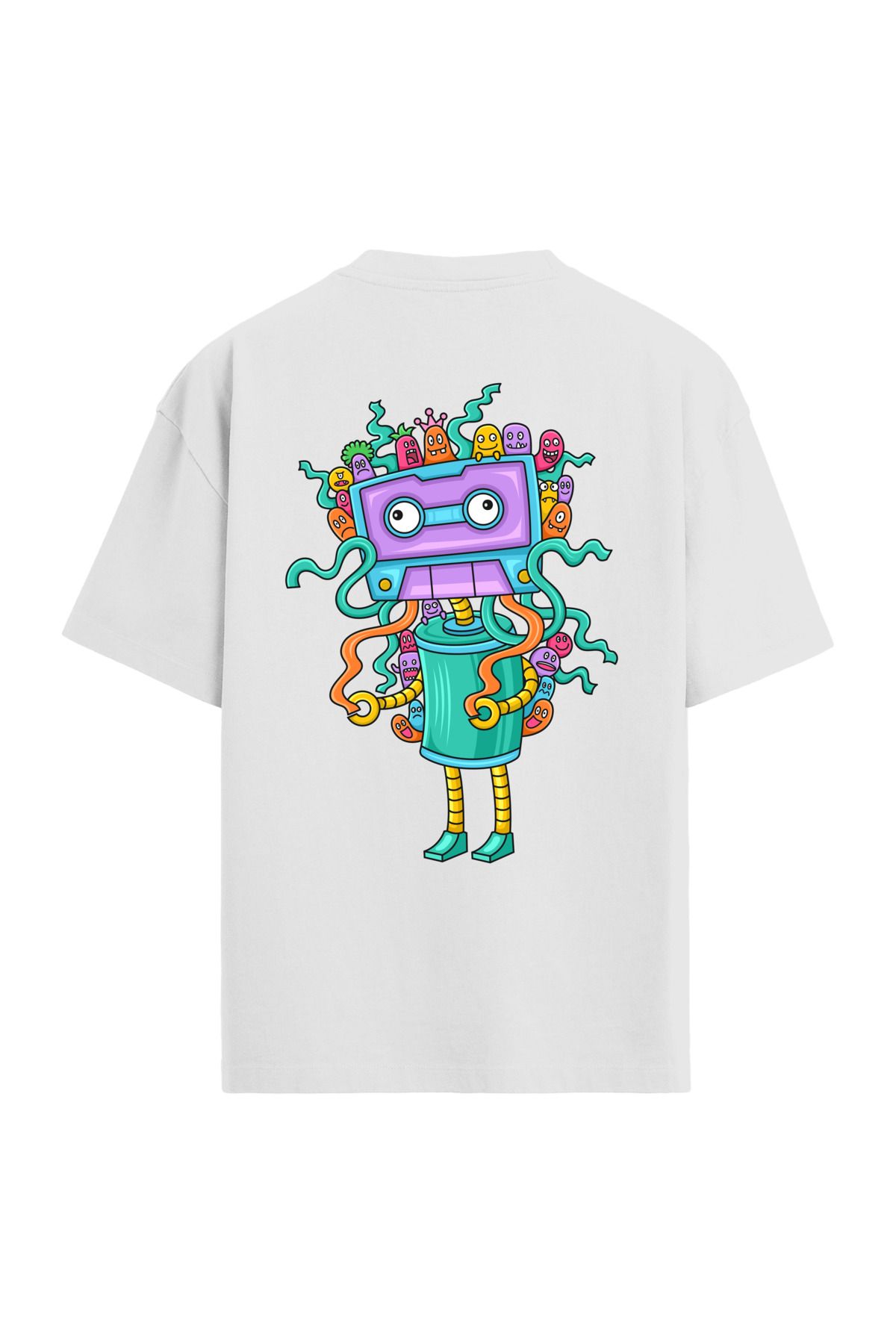 Colermi Retro Robot Sırt Baskılı Oversize T-Shirt