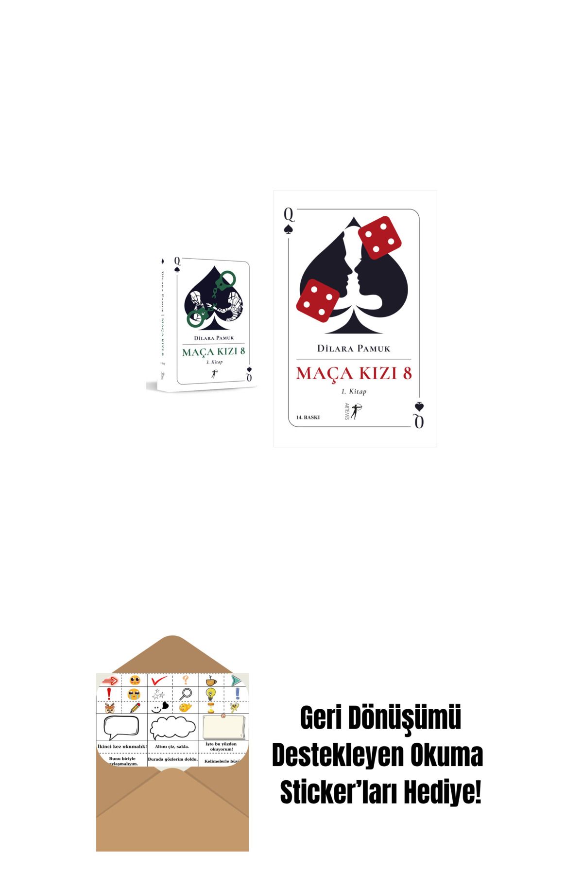 Artemis Yayınları Maça Kızı 8 - 3. Kitap + Maça Kızı 8 - 1. Kitap (Ciltli) + Okuma Sticker'ları