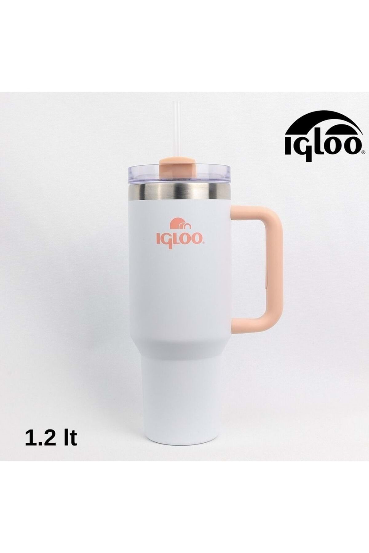 IGLOO Stadler Thermo Mug 1.2 Litre Pipetlı Matara BEYAZ-PEMBE