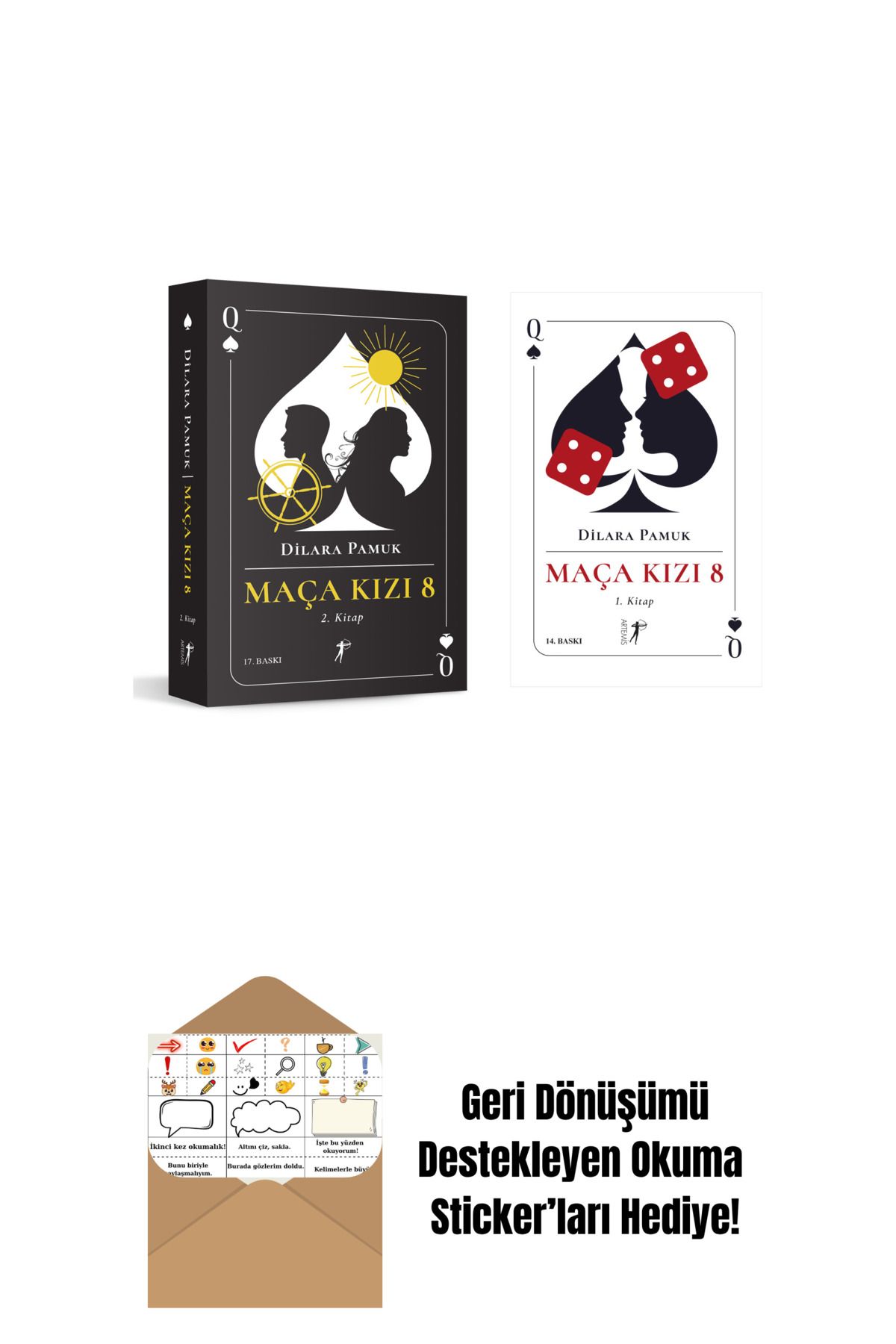 Artemis Yayınları Maça Kızı 8 - 2. Kitap + Maça Kızı 8 - 1. Kitap (Ciltli) + Okuma Sticker'ları