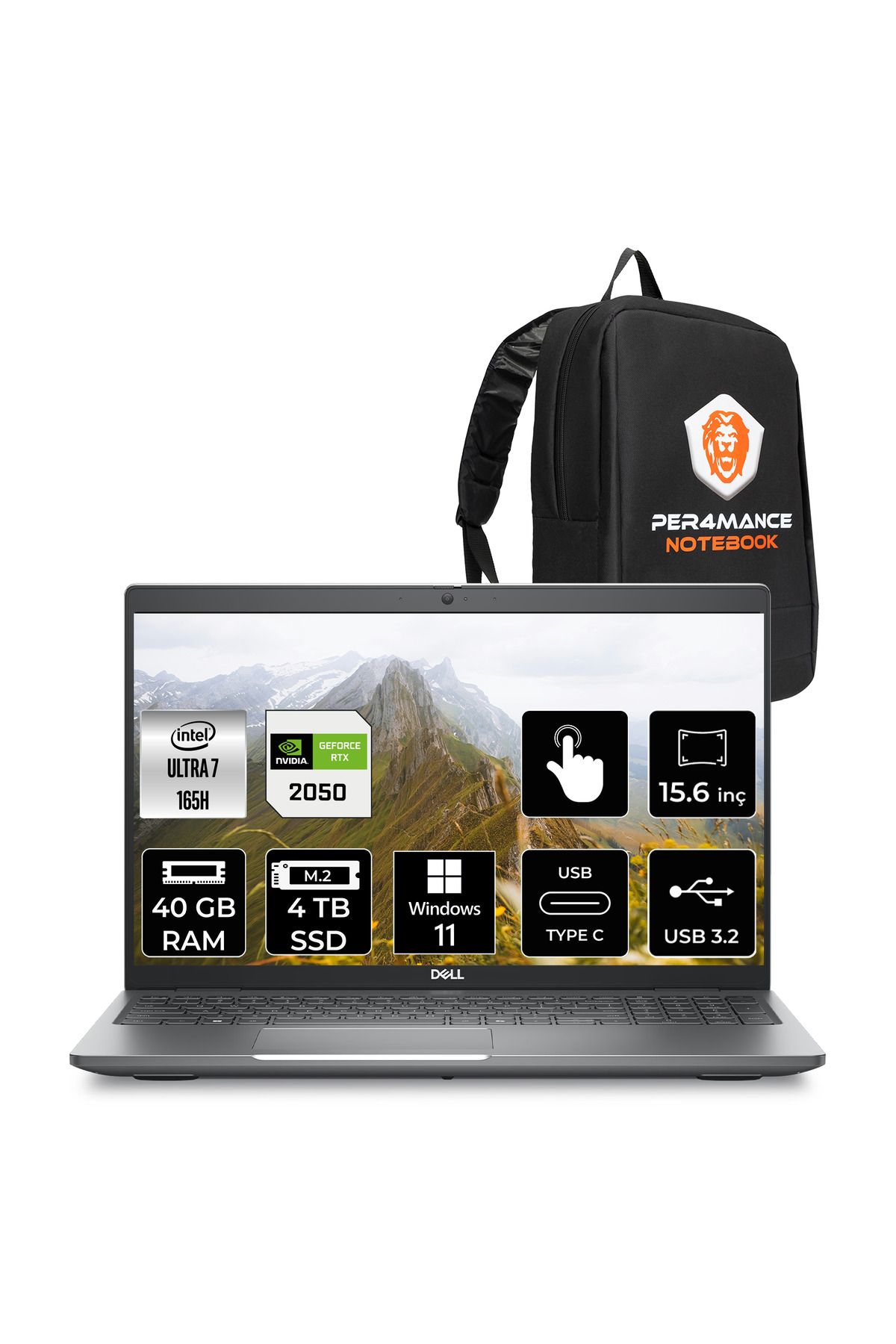 Dell Latitude 5550 Ultra 7 165H 40GB 4TB SSD RTX2050/4GB FHD 15.6'' W11P Dokunmatik Dizüstü Laptop