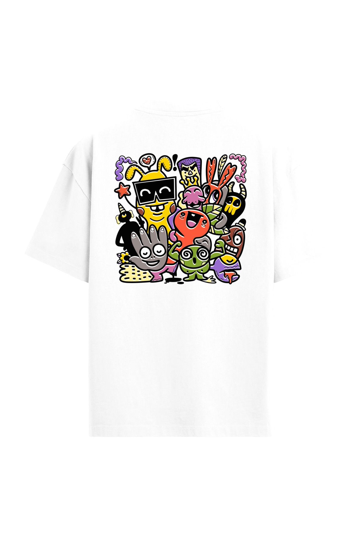 Colermi Karikatür Karakterler Sırt Baskılı Oversize T-Shirt