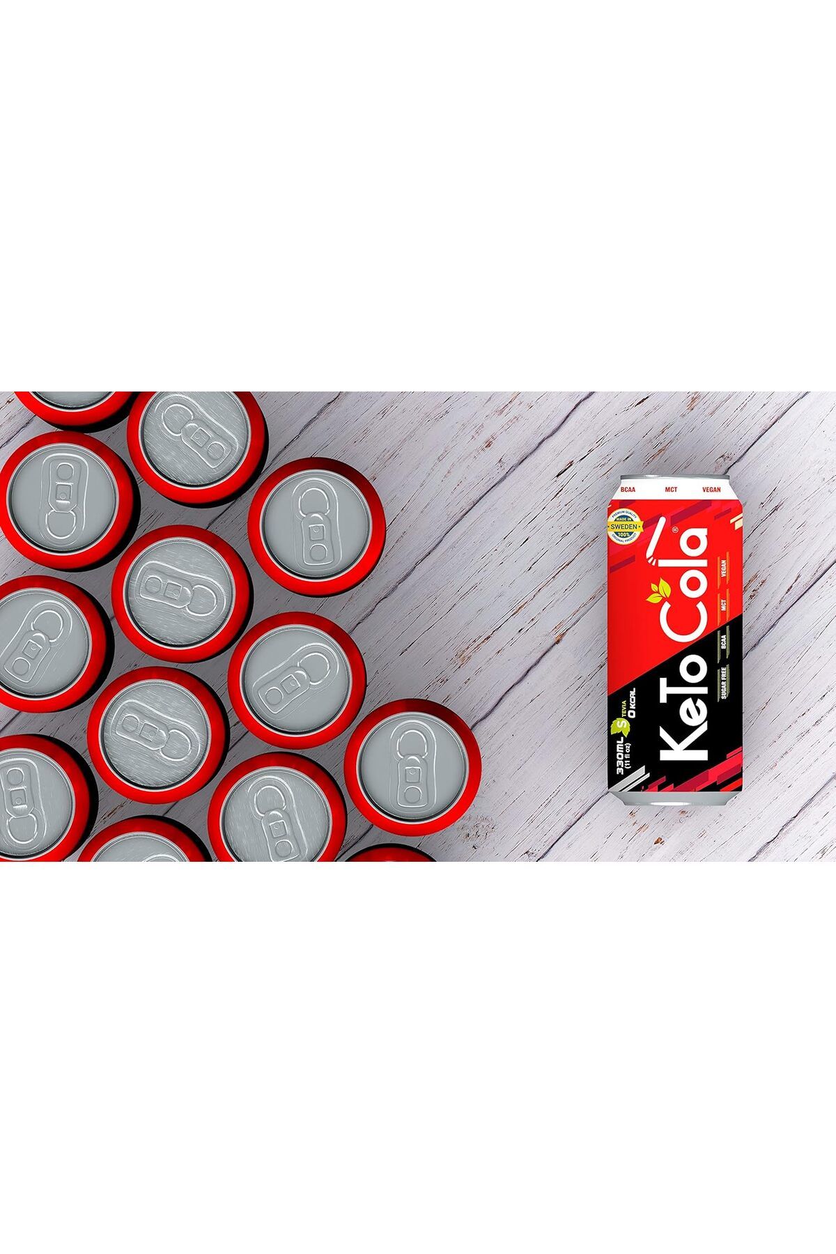 Laperva-Keto Cola Vegan Freindly Zero Calorie Cola, 330ml, Contains 5 mg MCT & BCAAs, 5