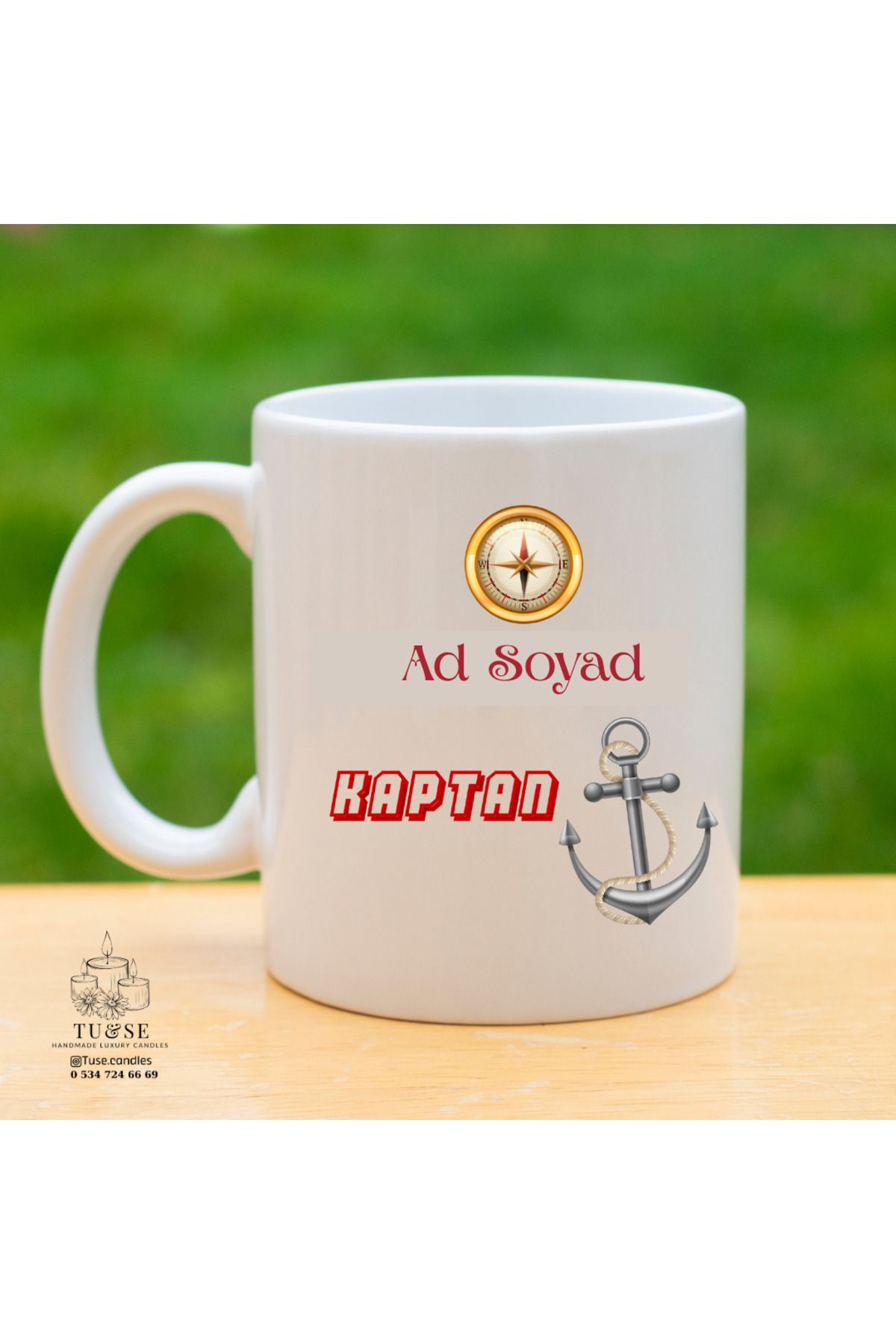 Tu&Se Candles ⚓️ Kaptanlara Özel Kupa – İsme Özel Denizci Tasarımı