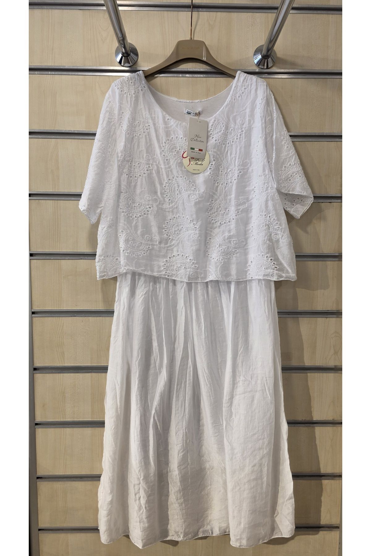 Park Moda İtalyan Elbise Fistolu Katlı İpek ve Pamuk Karışımlı