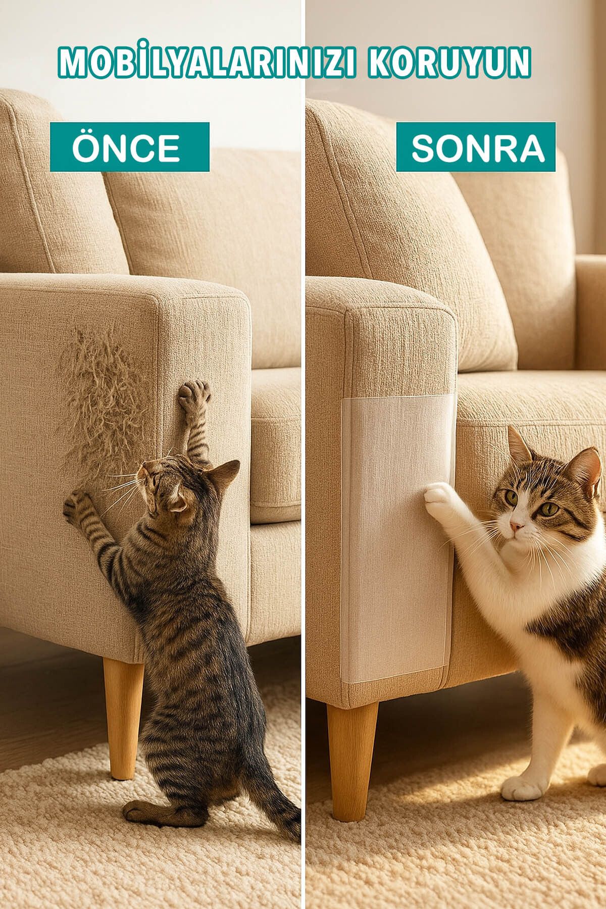 AnkaWood Kedi Koltuk Tırmalama Mobilya Tırmalama Önleyici Bandı Şeffaf Yapışkanlı 20x50 Cm
