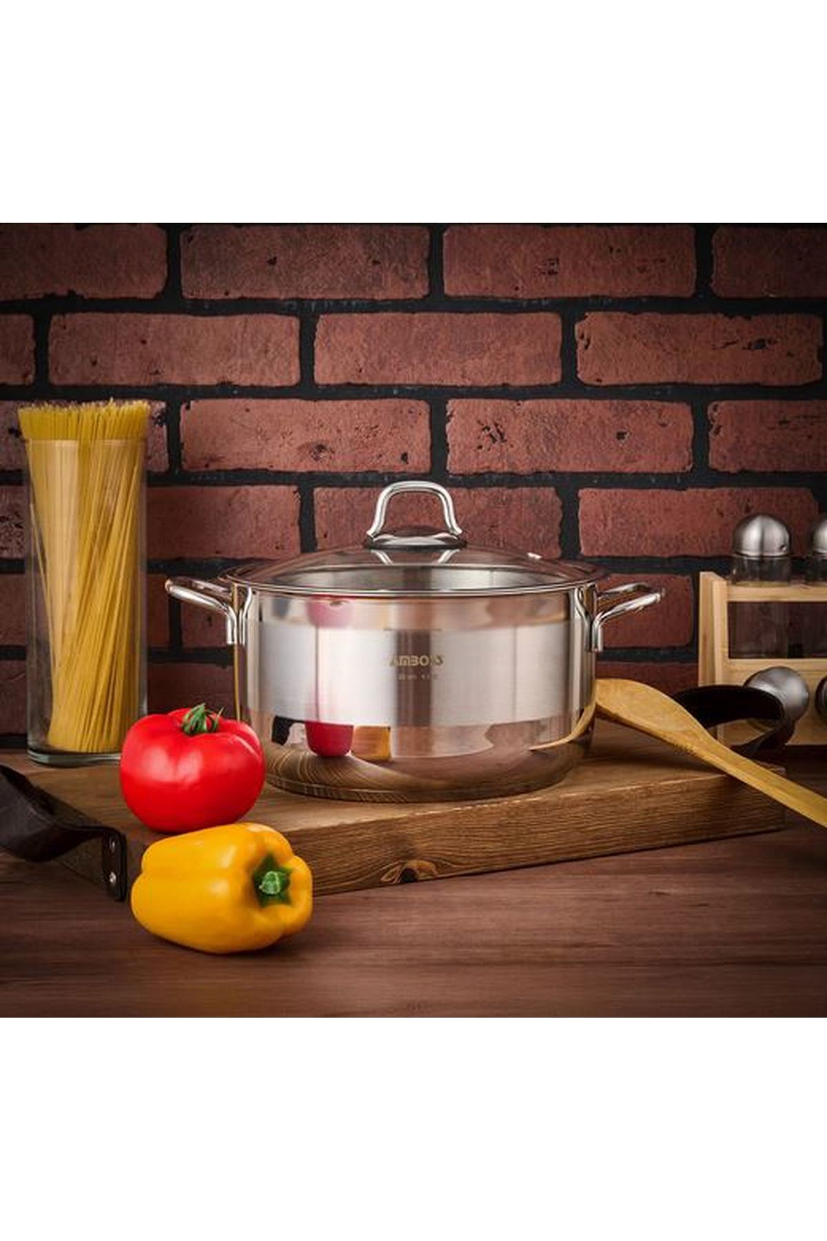 Mask Ambo ss Paslanmaz Çelik Derin Tencere - Inox - 22 cm x 11 cm - 4,1 Litre
