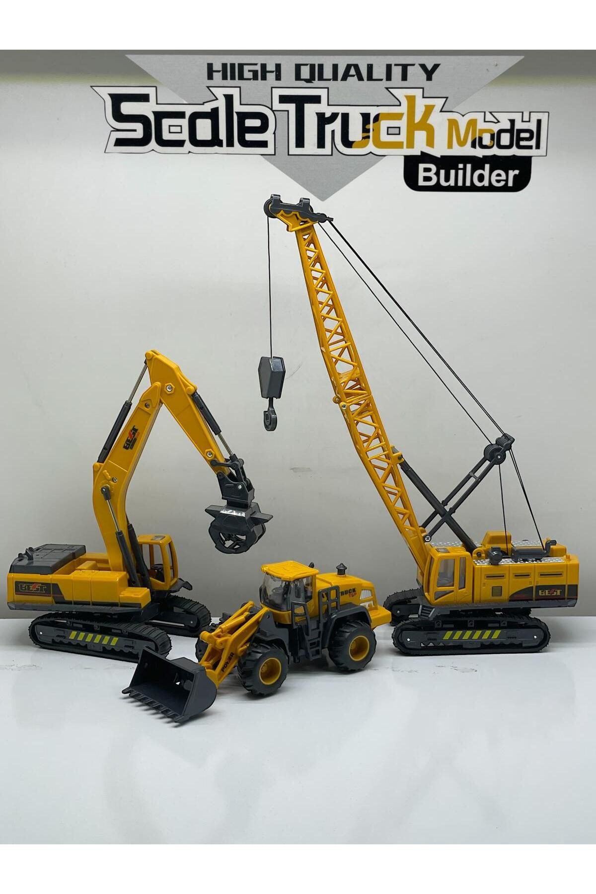 SCOWETTO Eğitici İş Makinaları Palet Dozer Vinç 3 Lü Set