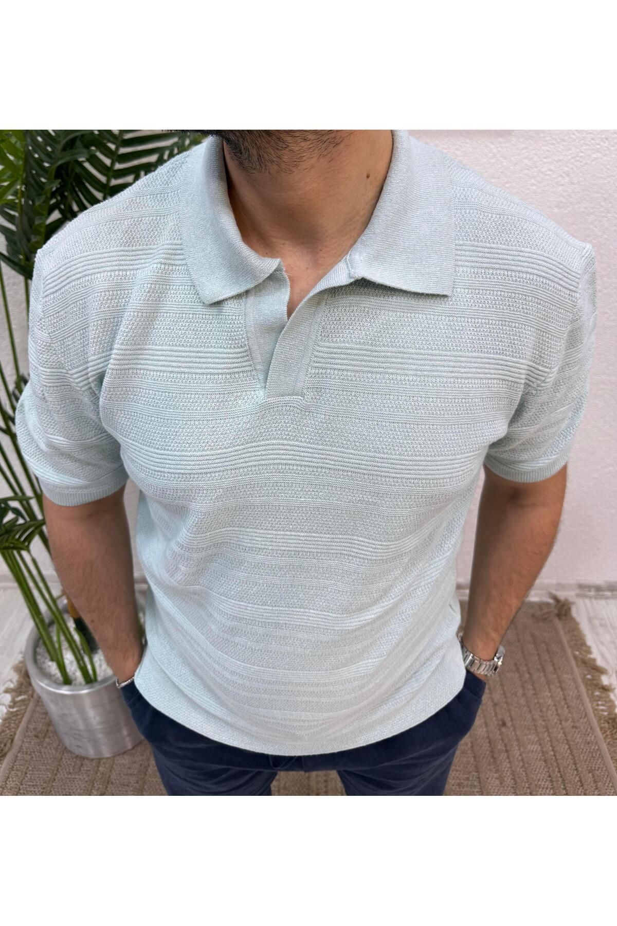 Yubacollection Polo Yaka Triko Tshirt Mint Yeşili