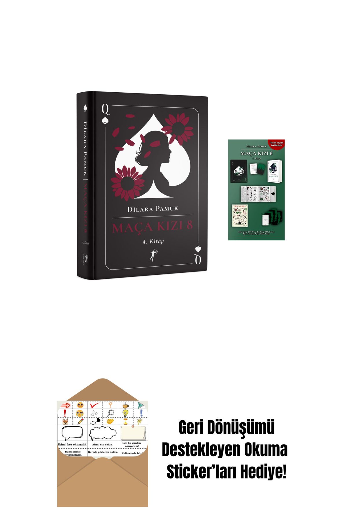 Artemis Yayınları Maça Kızı 8 - 4. Kitap (Ciltli) + Maça Kızı 8 - 3. Kitap (Ciltli - Kutulu Set) + Okuma Sticker'ları
