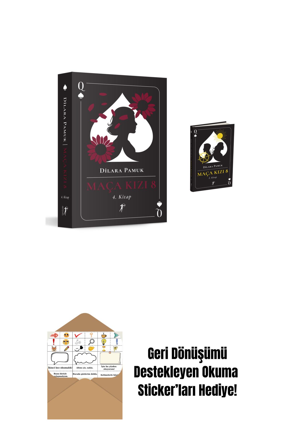 Artemis Yayınları Maça Kızı 8 - 4. Kitap + Maça Kızı 8 - 2. Kitap (Ciltli) + Okuma Sticker'ları