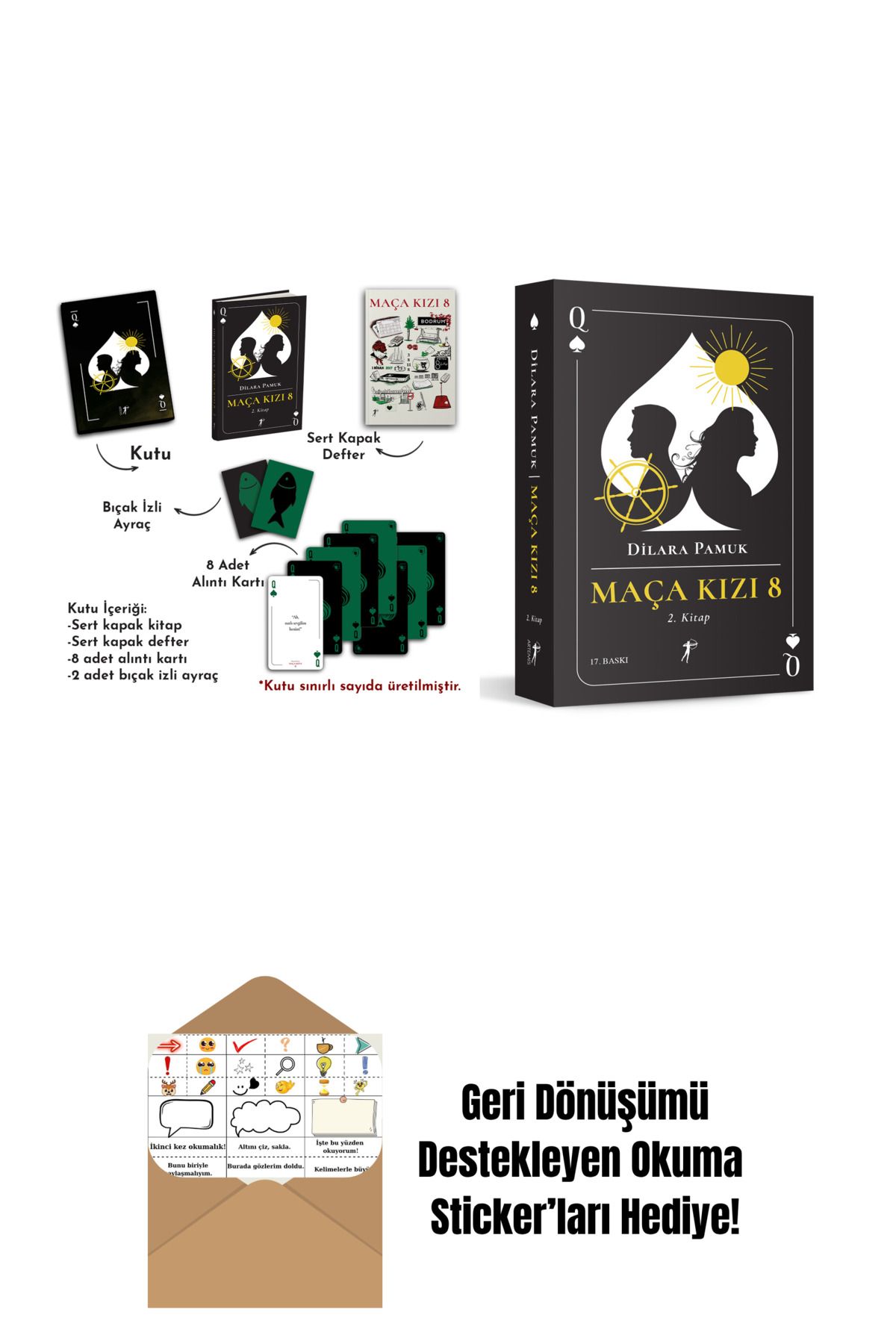 Artemis Yayınları Maça Kızı 8 - 2. Kitap (Ciltli - Kutulu Set) + Maça Kızı 8 - 2. Kitap + Okuma Sticker'ları