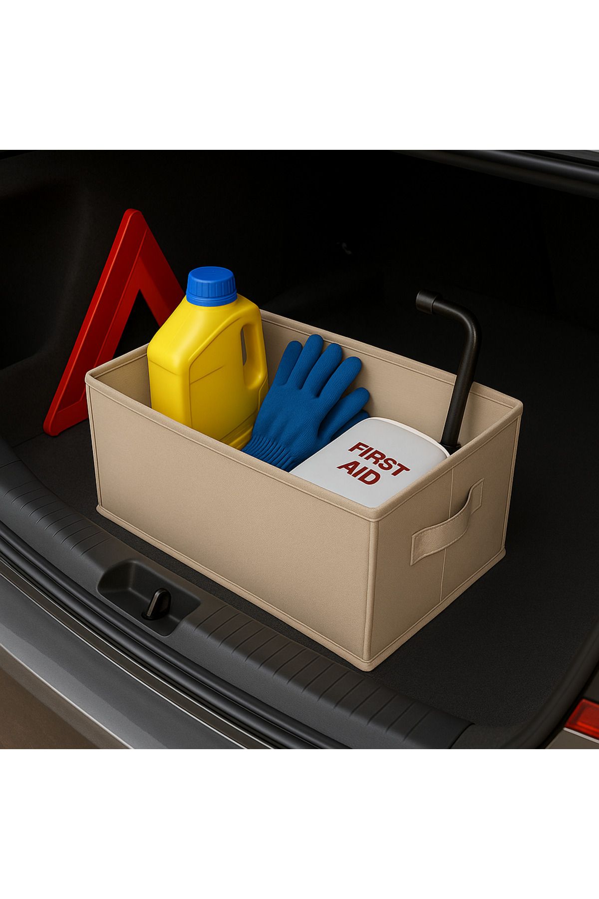 ON-ARS TEKSTİL Bej Bagaj Katlanabilir Düzenleyici Organizer Kutu 45x25x20