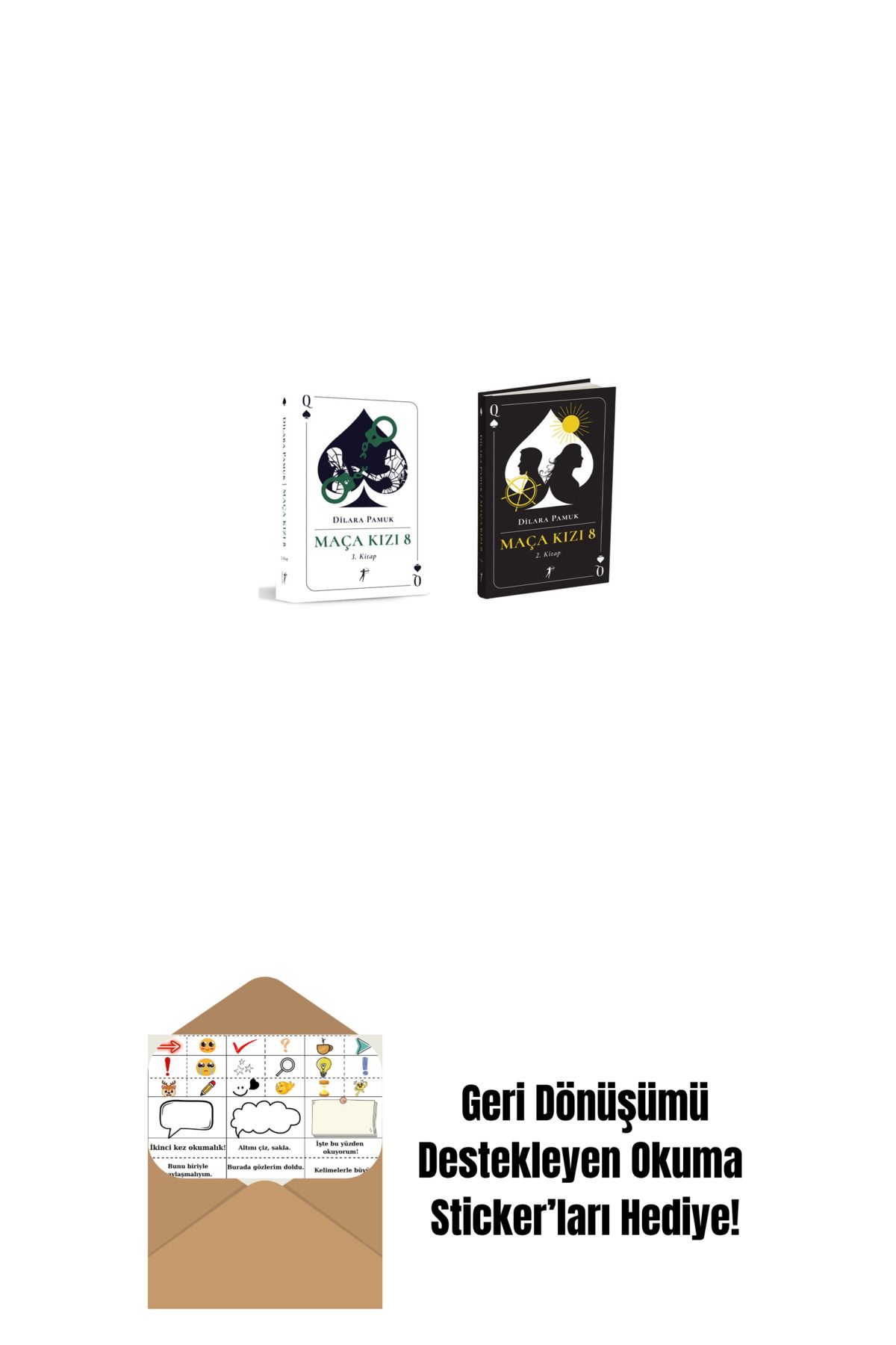 Artemis Yayınları Maça Kızı 8 - 3. Kitap + Maça Kızı 8 - 2. Kitap (Ciltli) + Okuma Sticker'ları