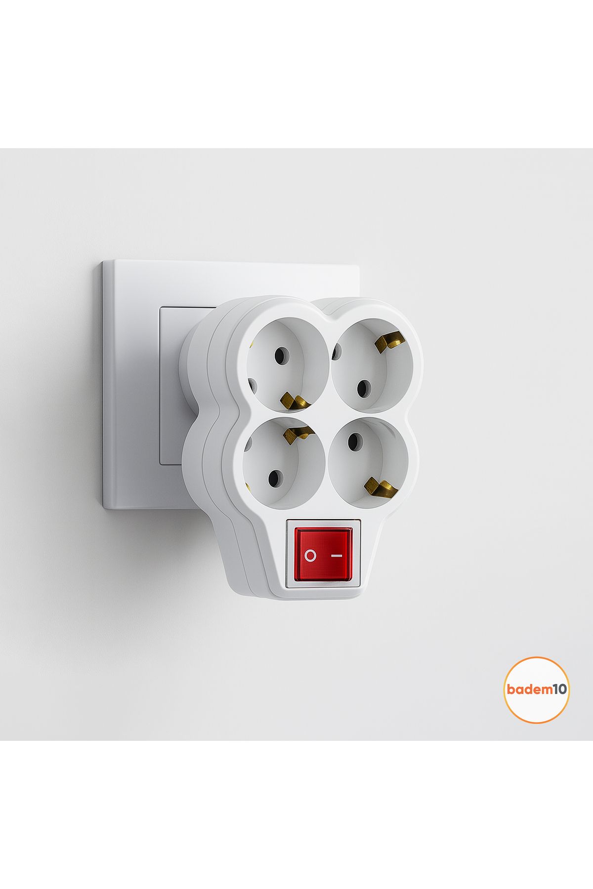 Badem10-4-Piece White Group Socket Goliath Button Plug Wireless On/Off Switched Grounded Multi Coupler 5