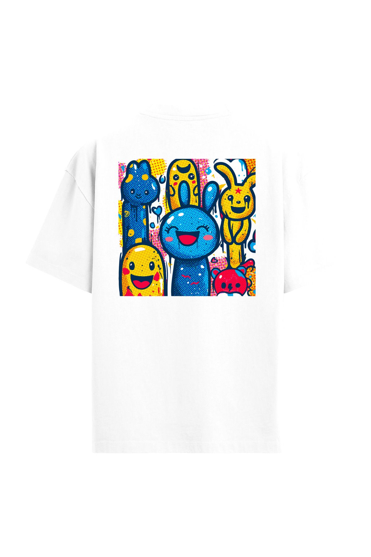 Colermi Pop Art Tavşan Karakterli Sırt Baskılı Oversize T-Shirt