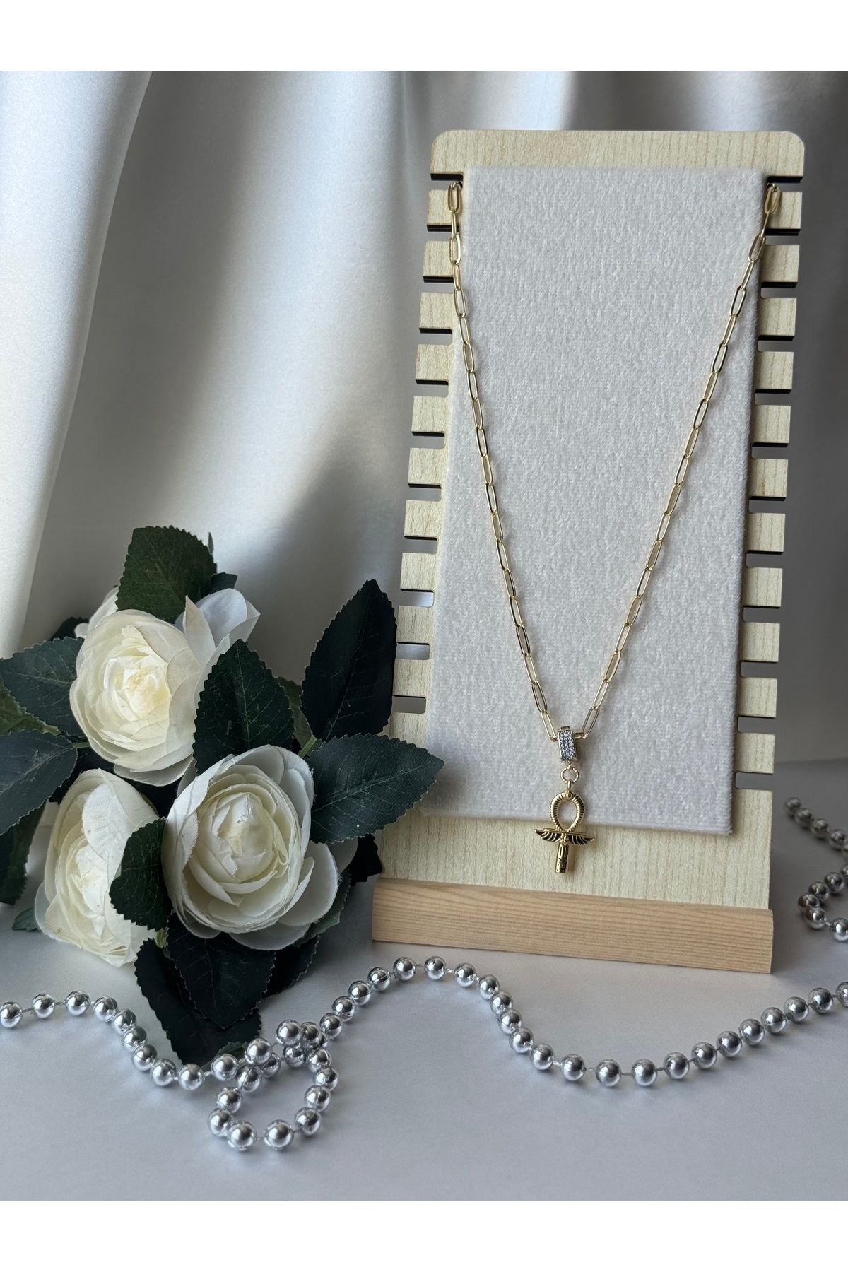 JEWELRY Özel Seri Altın Renkli Figürlü Zirkon Taşlı Charmlı Rodyum Kaplama VIP Kolye