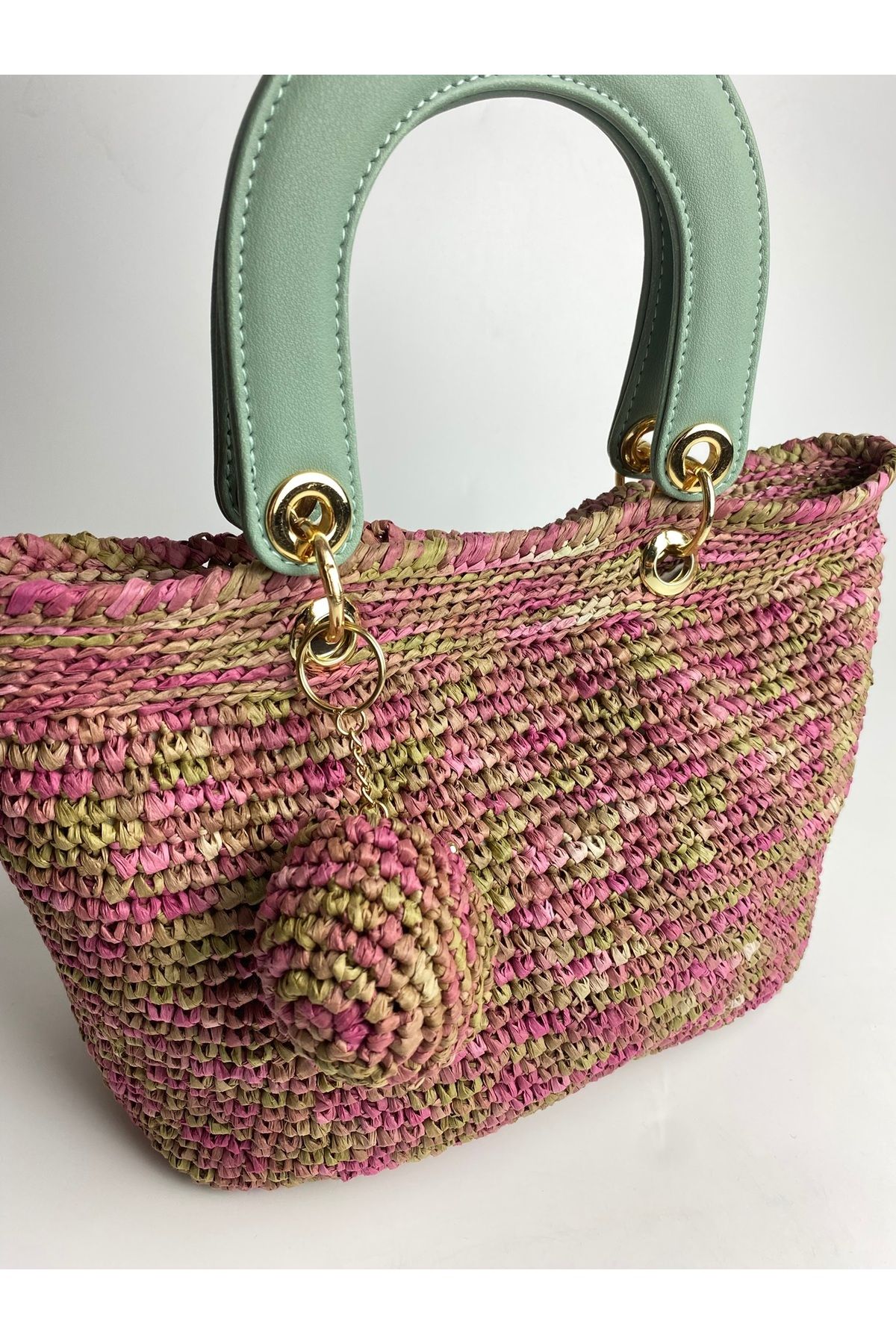 By Aynur Kos Handmade Degrade Rafya İpten Günlük Çanta