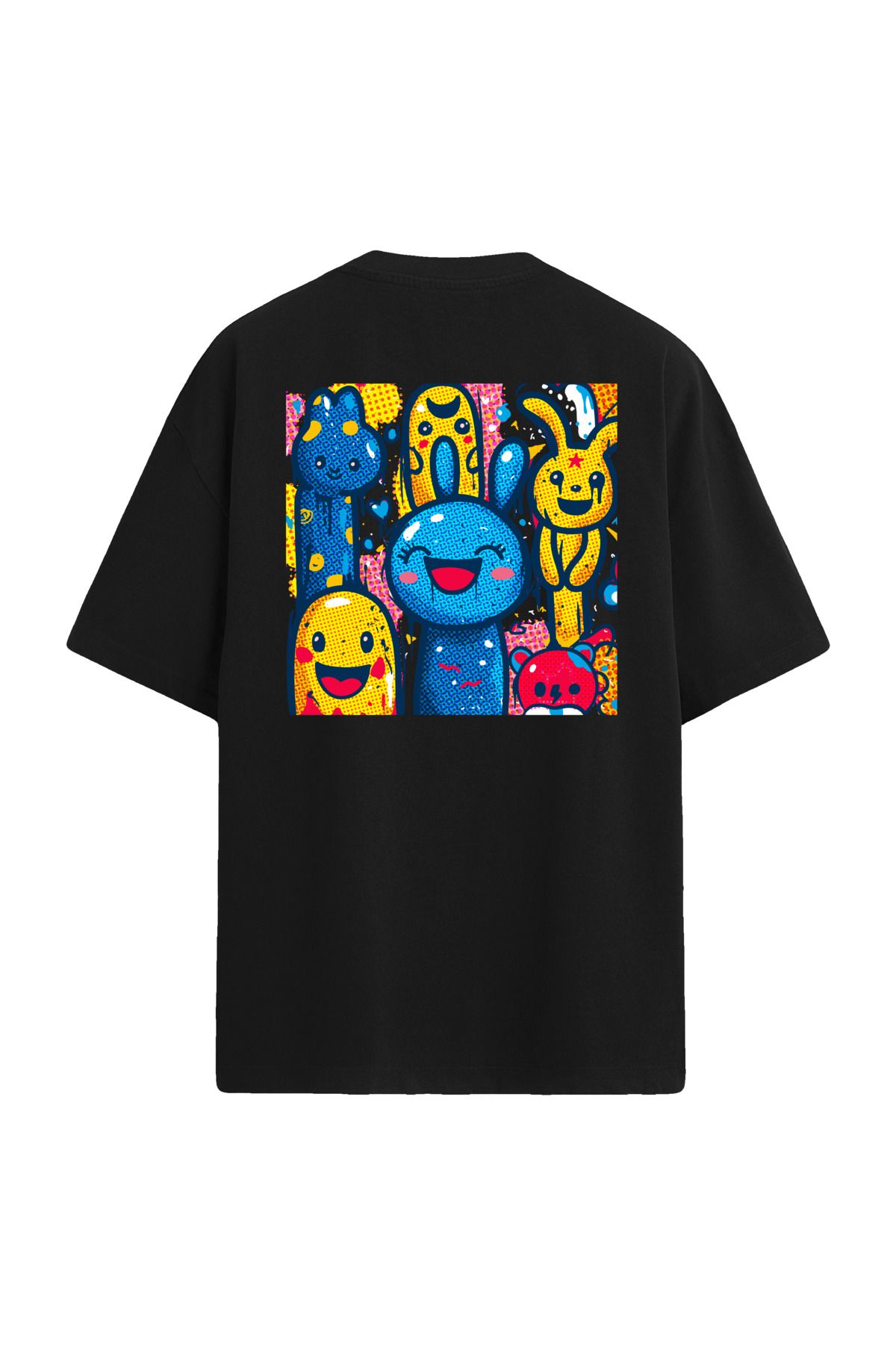 Colermi Pop Art Tavşan Karakterli Sırt Baskılı Oversize T-Shirt