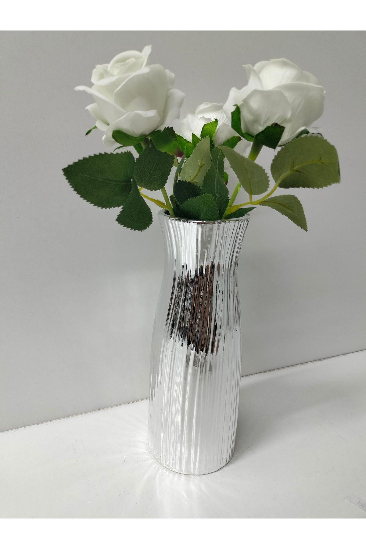 Yonca Hediyelik SERAMİK GOLD-GÜMÜŞ KAPLAMA ŞIK TASARIM VAZO(24 CM)SALON ODA OFİS ÇEYİZ HEDİYELİK(ÇİÇEK DAHİL DEĞİL)