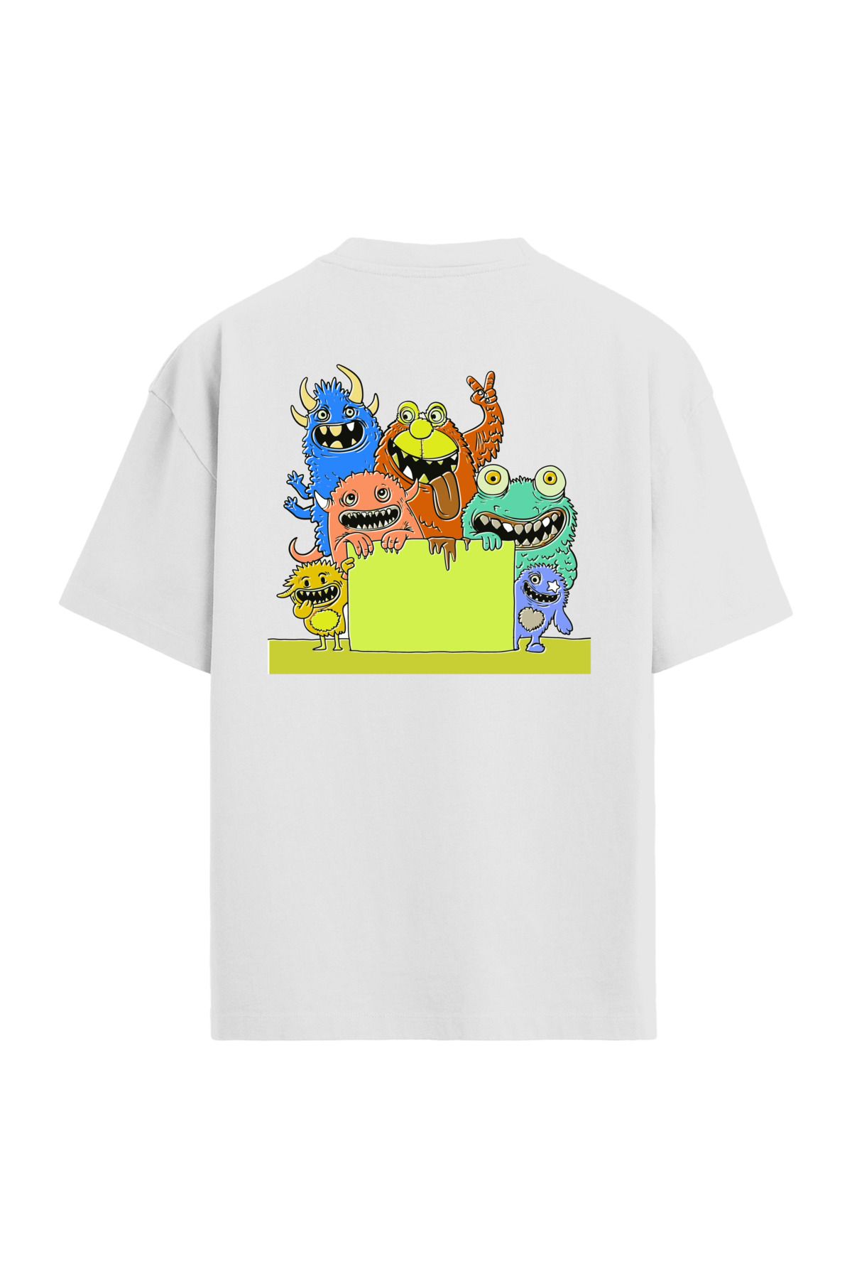 Colermi Renkli Canavarlar Sırt Baskılı Oversize T-Shirt