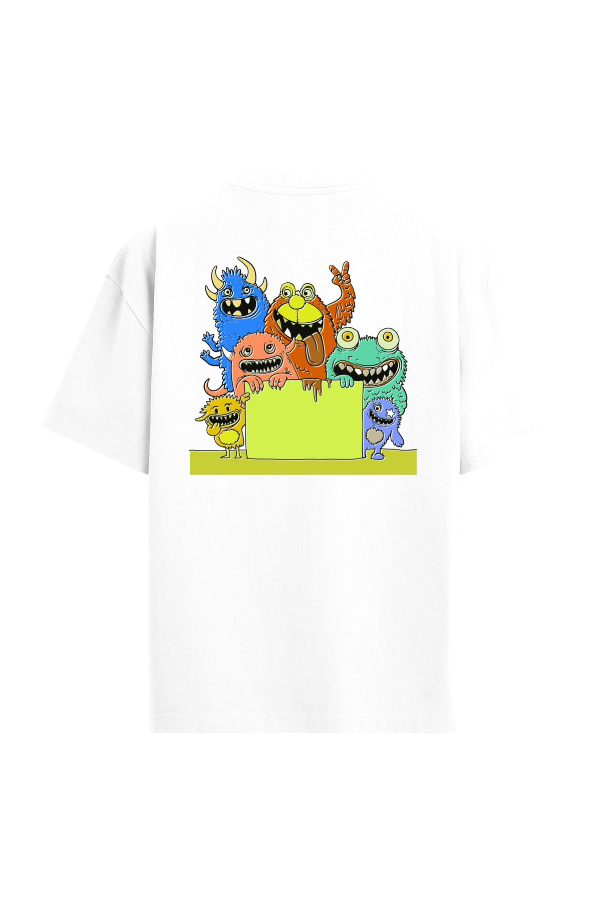 Colermi Renkli Canavarlar Sırt Baskılı Oversize T-Shirt
