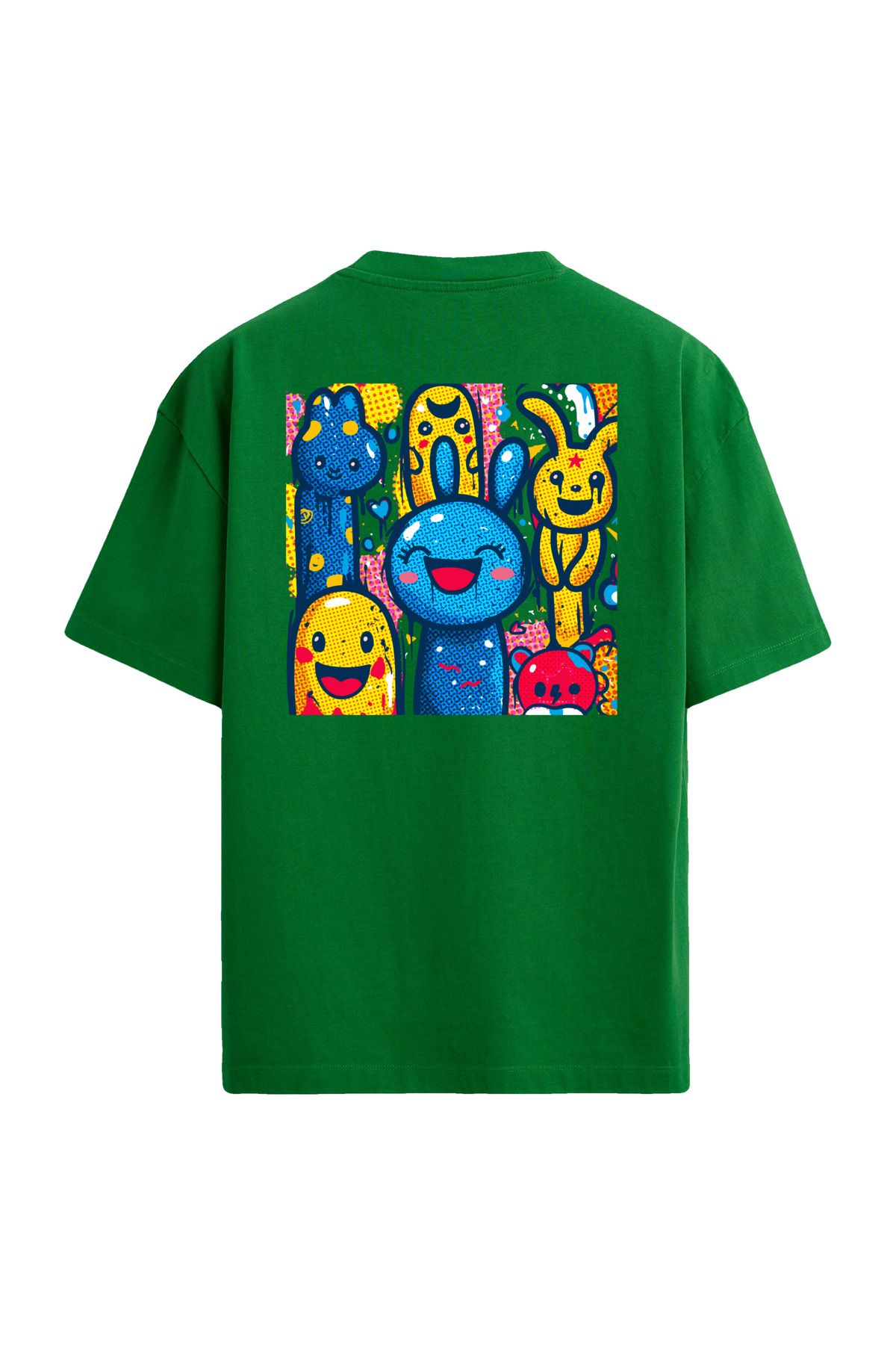 Colermi Pop Art Tavşan Karakterli Sırt Baskılı Oversize T-Shirt